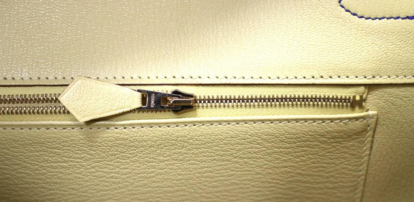 Hermès Bi Color 35 cm Birkin Bag- Blue Paradis with Jaune Canari Epsom Leather 5