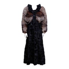 Used Zandra Rhodes Broadtail and Fox Fur coat