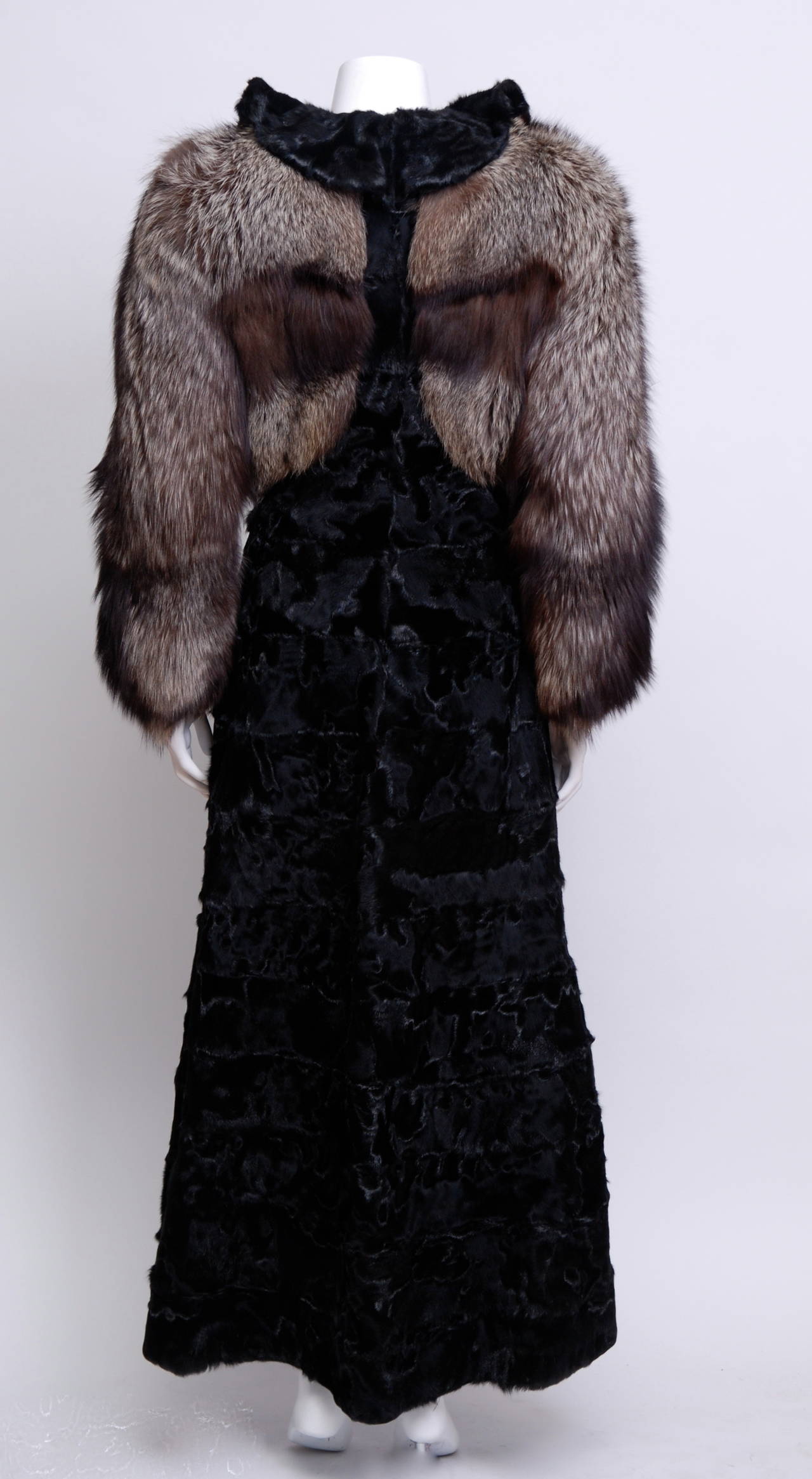 Zandra Rhodes Broadtail and Fox Fur coat