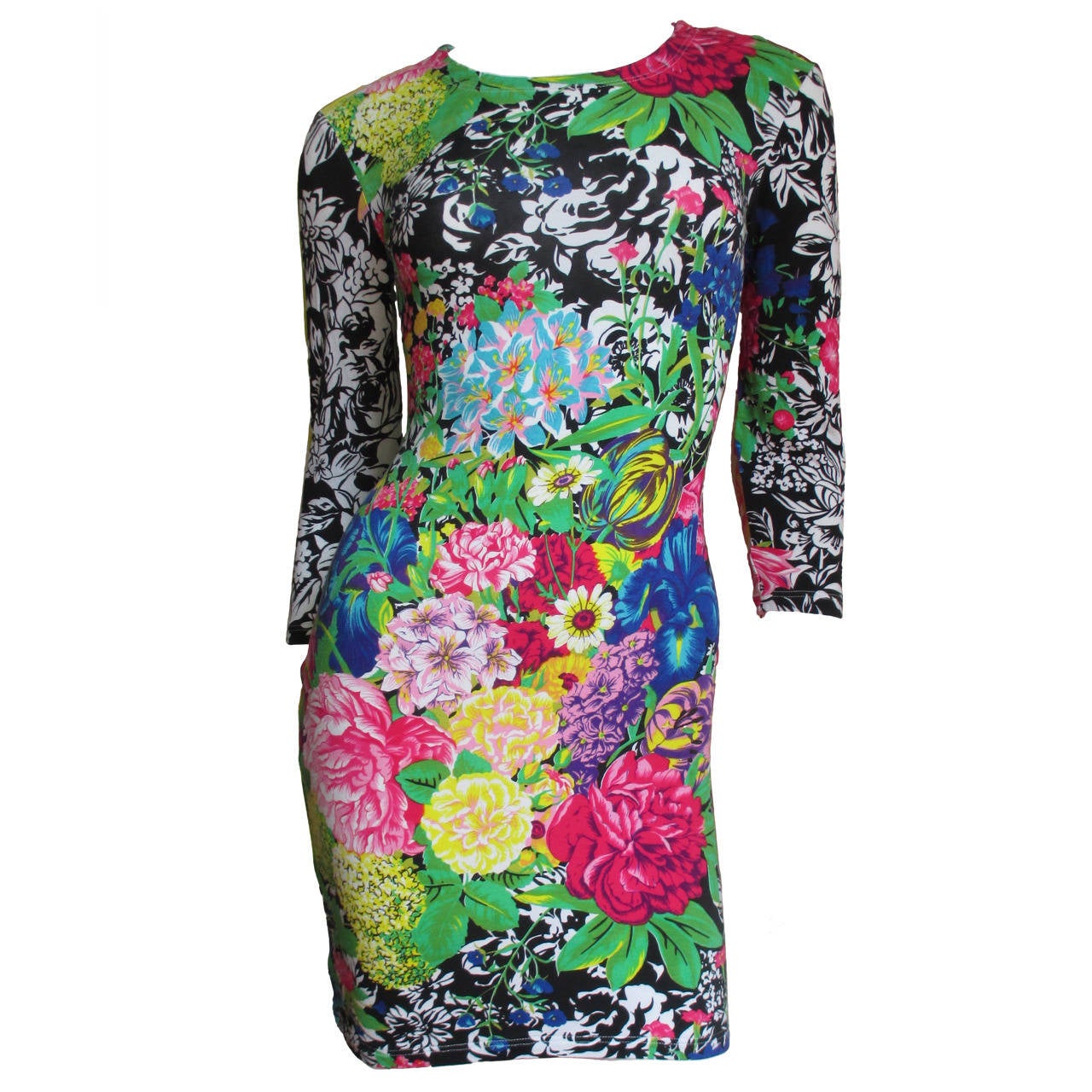 Vintage Gianni Versace Multi Patterned Dress For Sale at 1stdibs