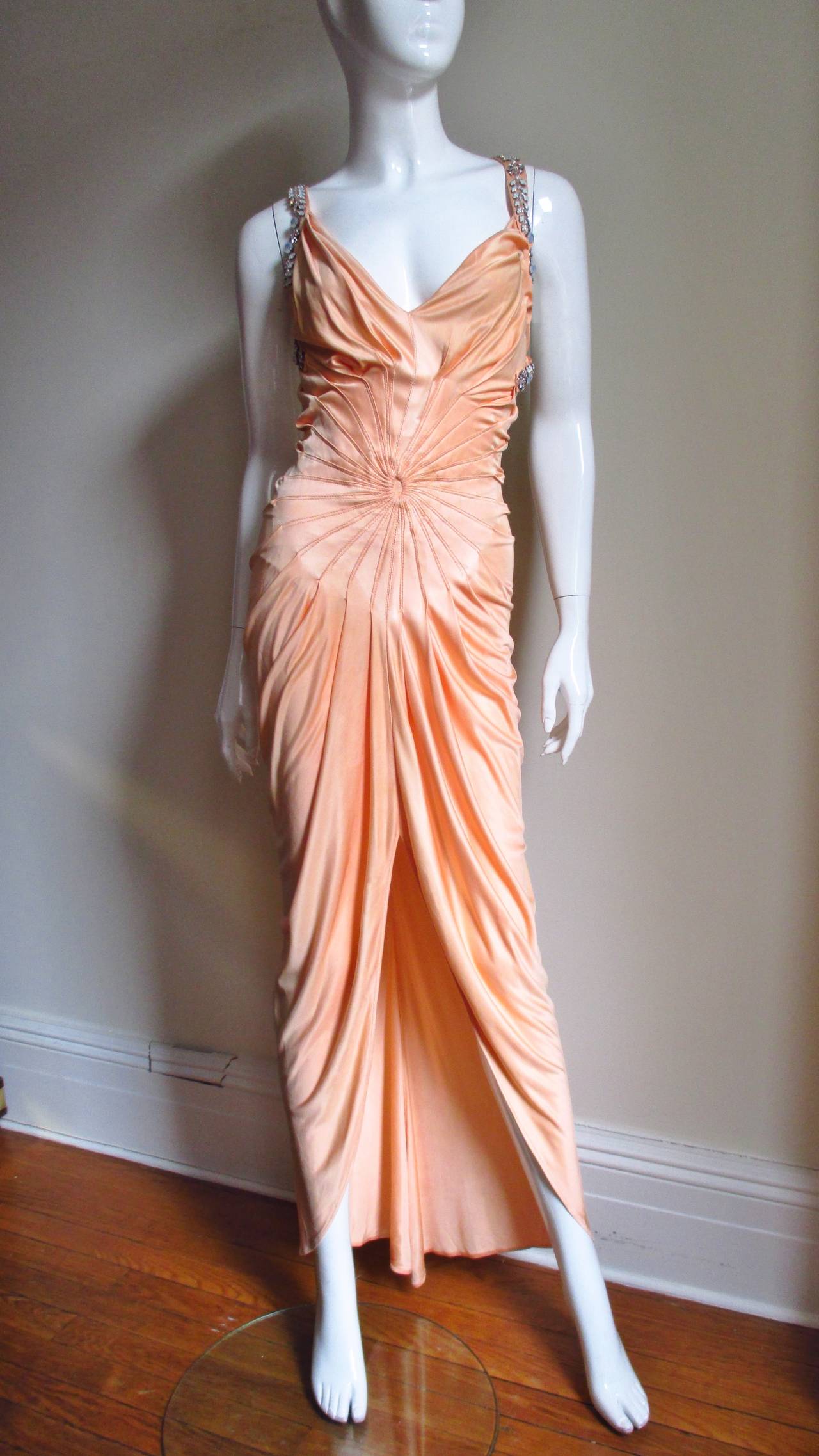 Vintage Gianni Versace Silk Gown With Tuck Detailing 1