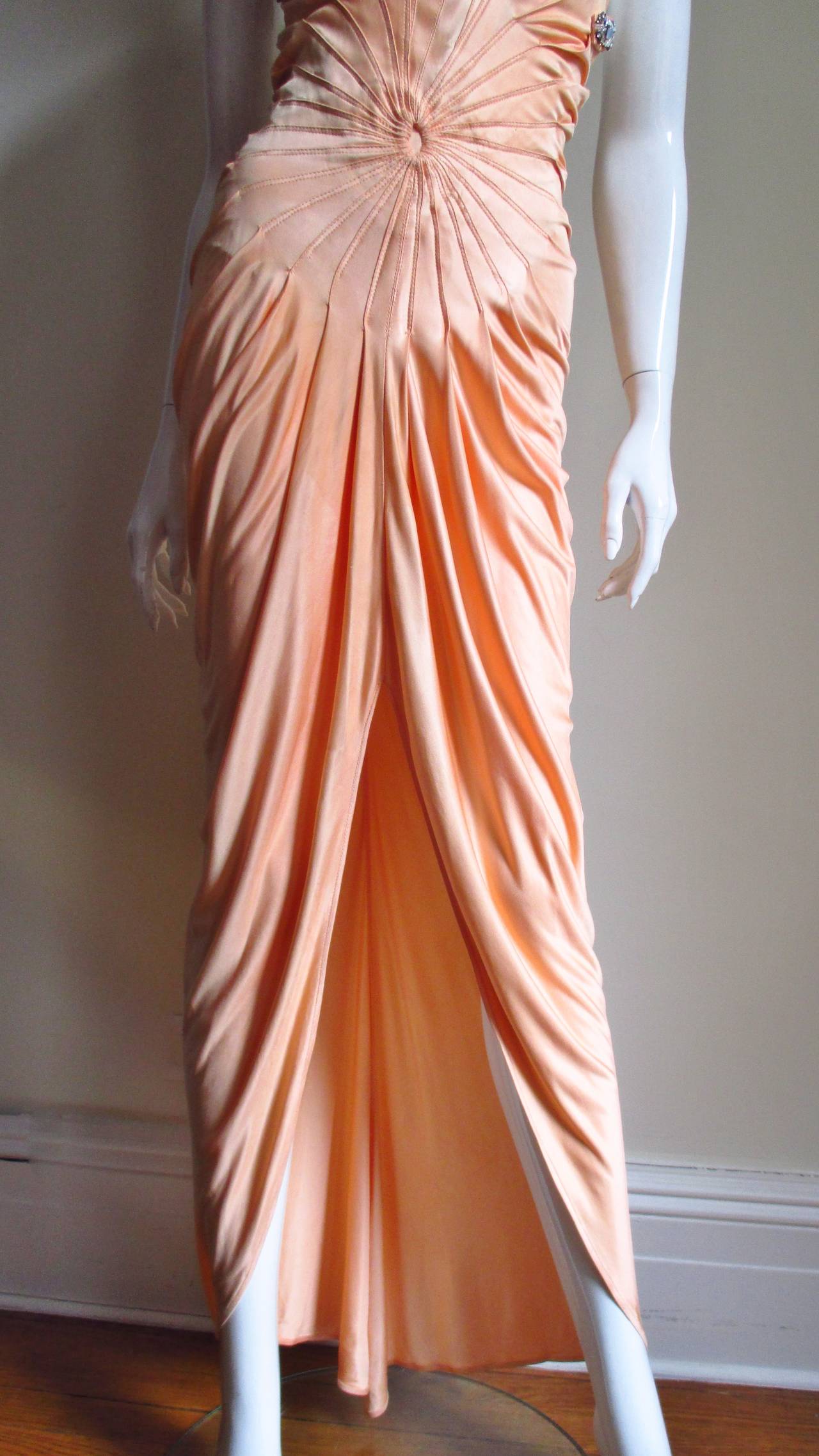 Women's Vintage Gianni Versace Silk Gown With Tuck Detailing