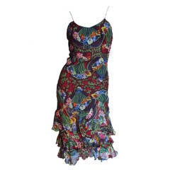 Christian Dior Flounce Hem Silk Dress 8