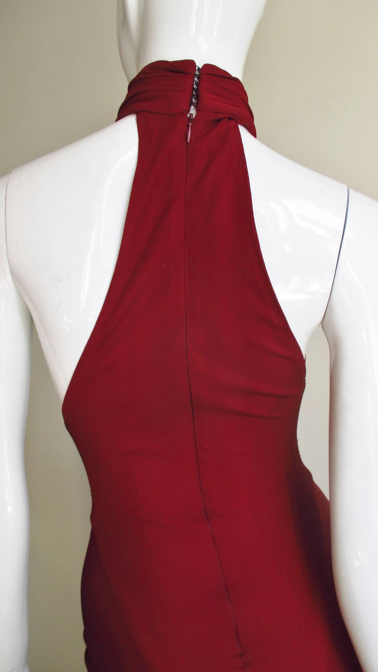 2004 Herve Leger for Guy Laroche Bodycon Cutout Gown 8