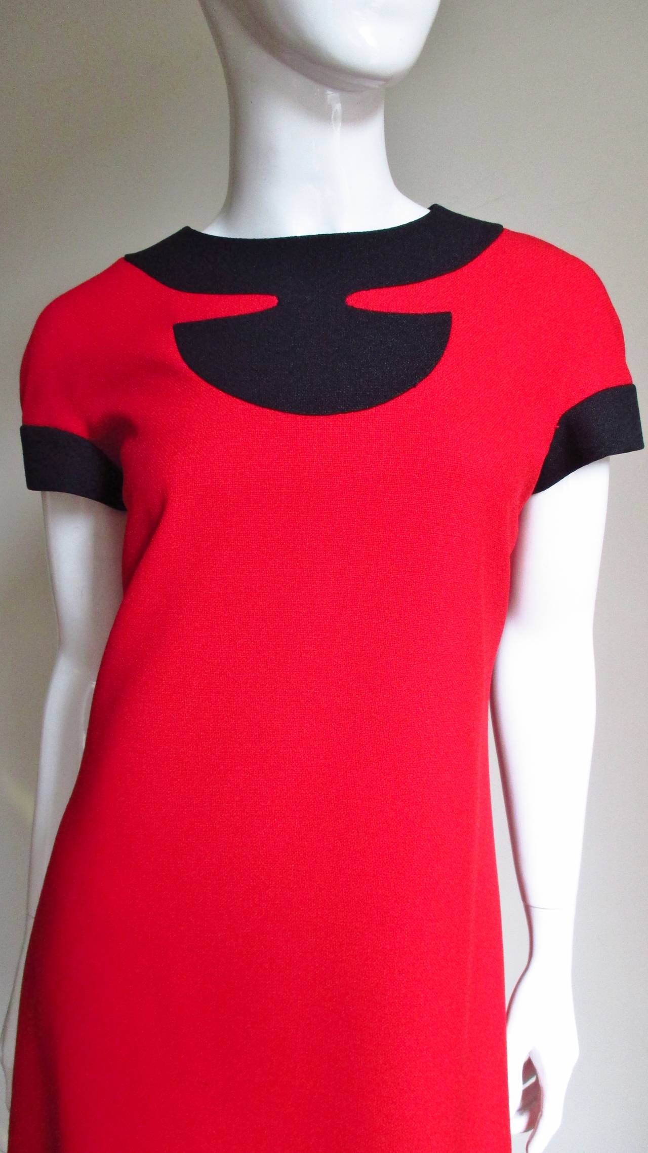 Red Pierre Cardin 1980s Mod Color Block Dress For Sale