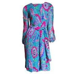 1960s Pierre Cardin Mod Silk Dress