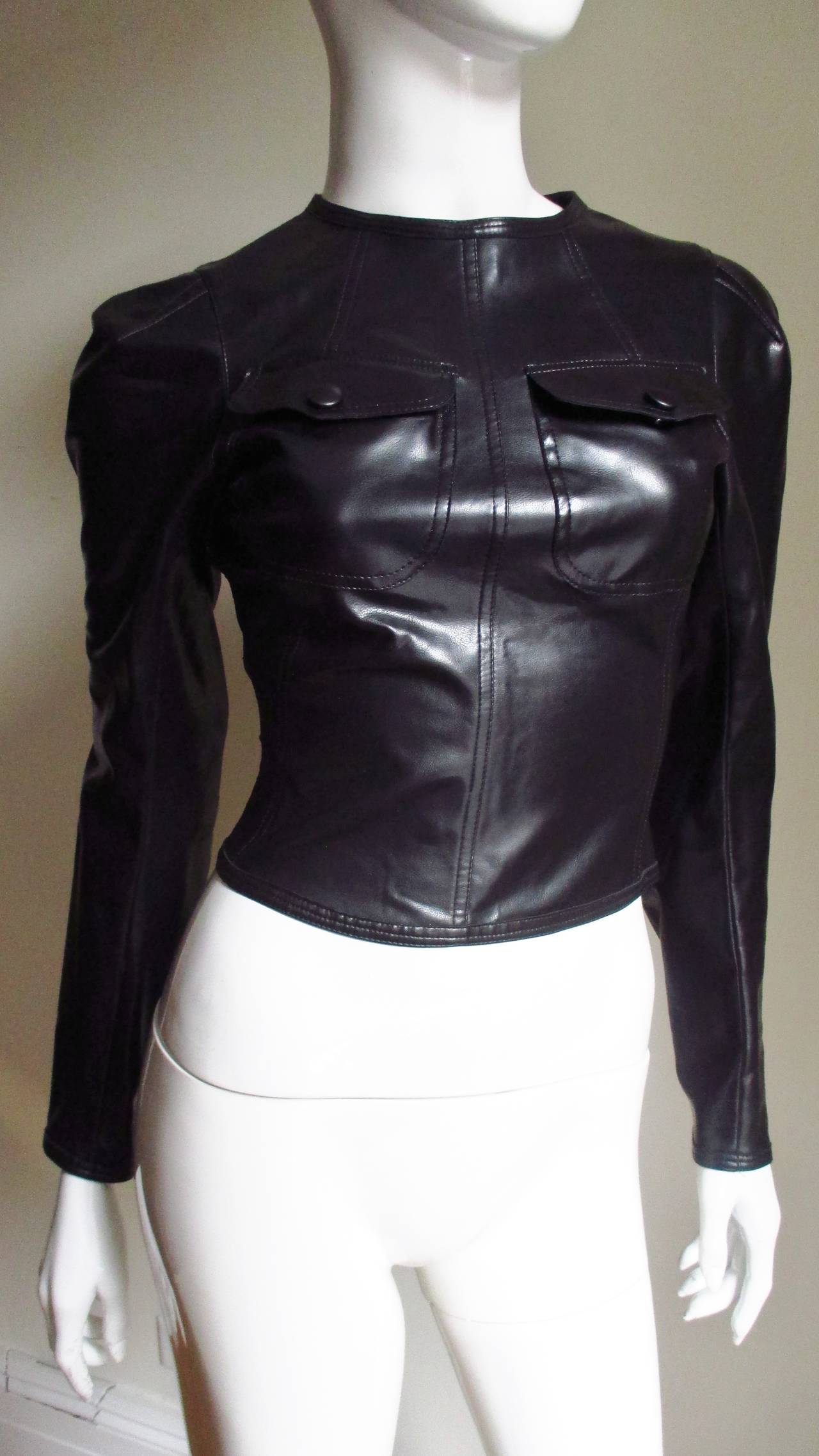 1990s Jean Paul Gaultier PVC Back Laceup Top In Good Condition In Water Mill, NY