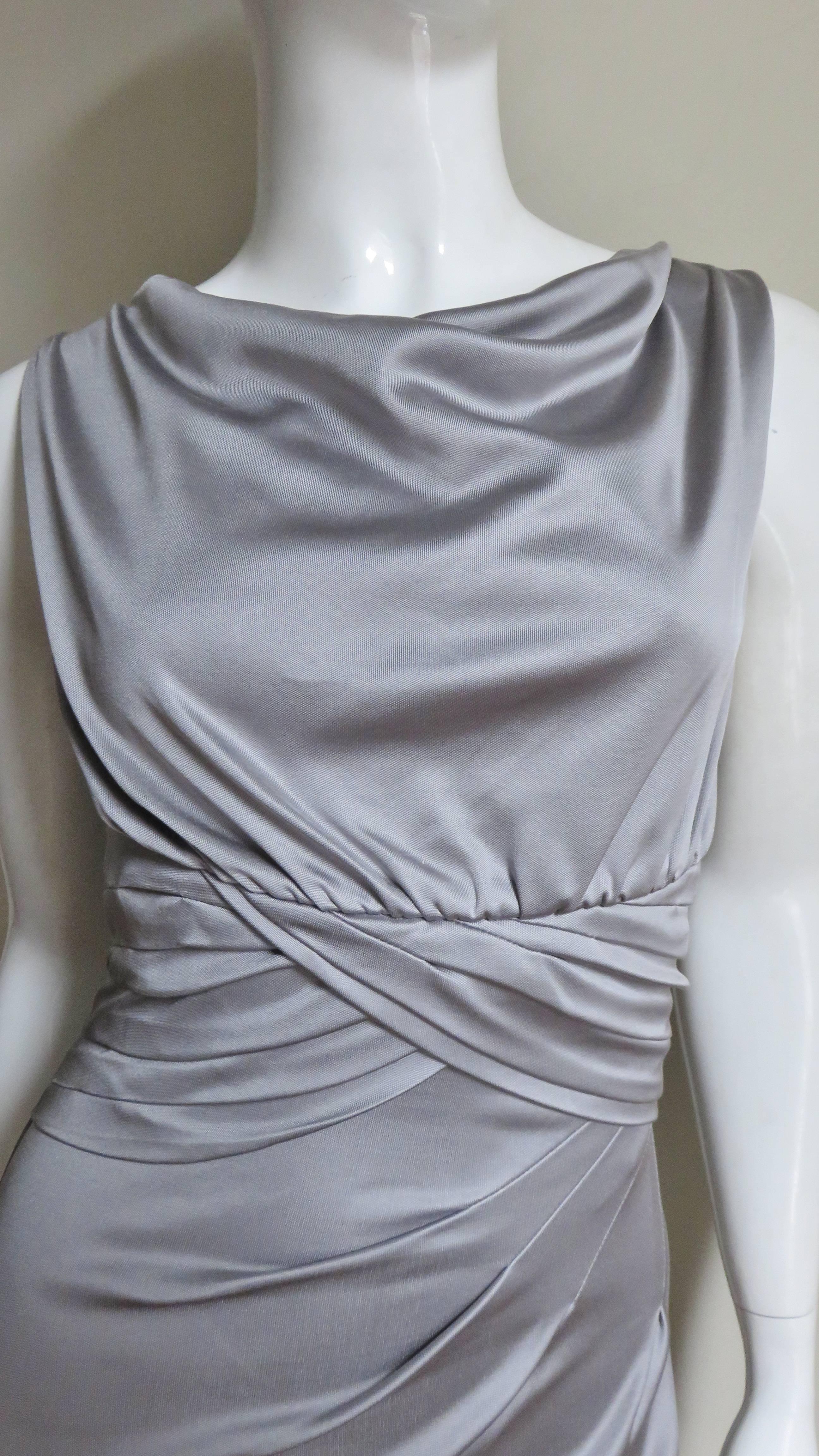Gray Valentino Silk Jersey Bodycon Dress For Sale