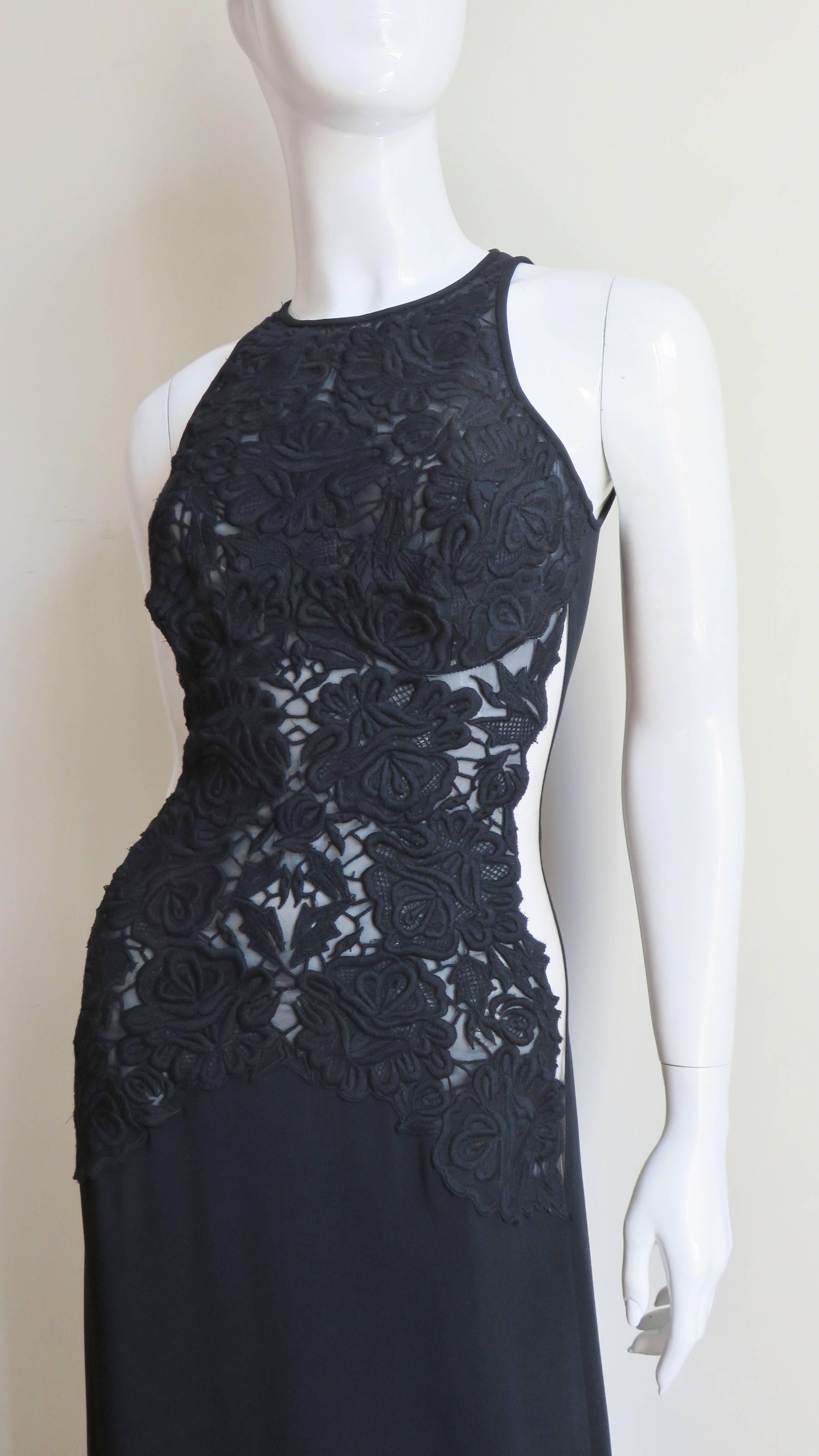 Black Stella McCartney Gown with Embroidery and Cutout Waist