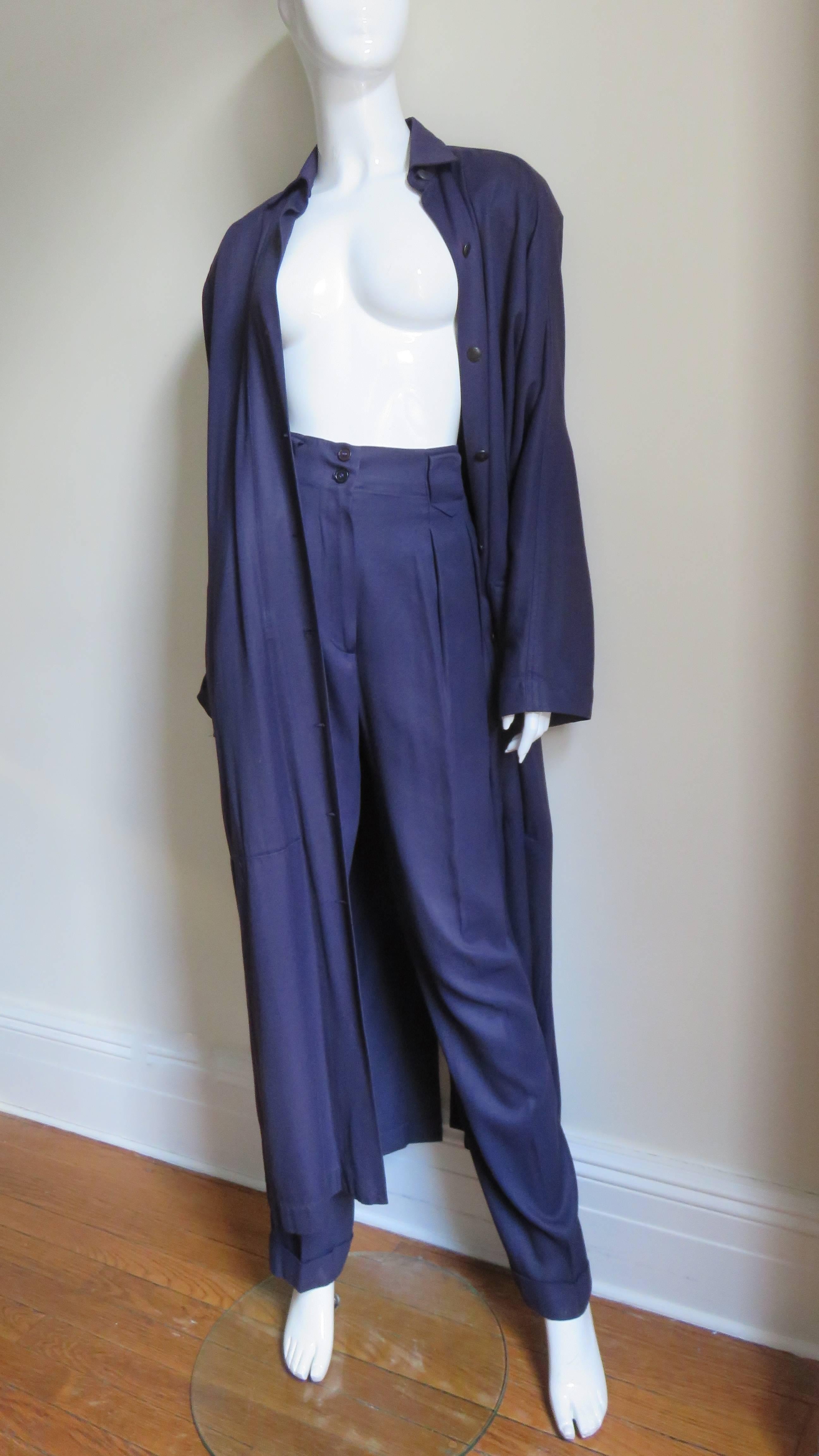 Alaia Purple Coat and Pant Suit 1990s For Sale 1