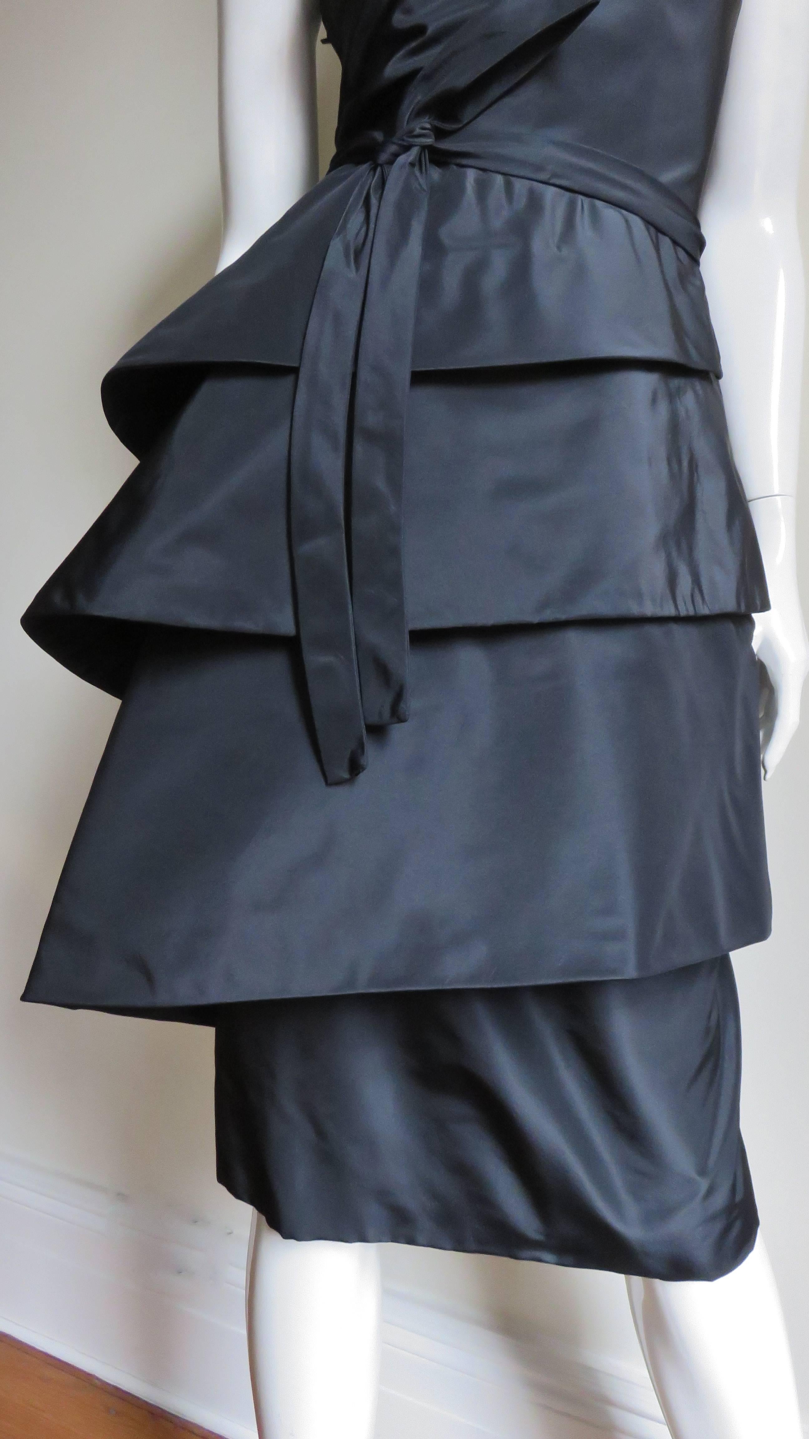 Black 1950's New Vintage Sculptural Werle Silk Dress