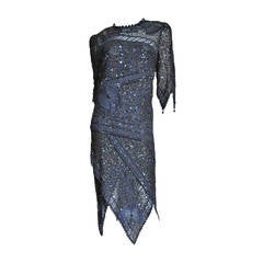 Exquisite Zandra Rhodes Beaded Silk Dress With Points 2