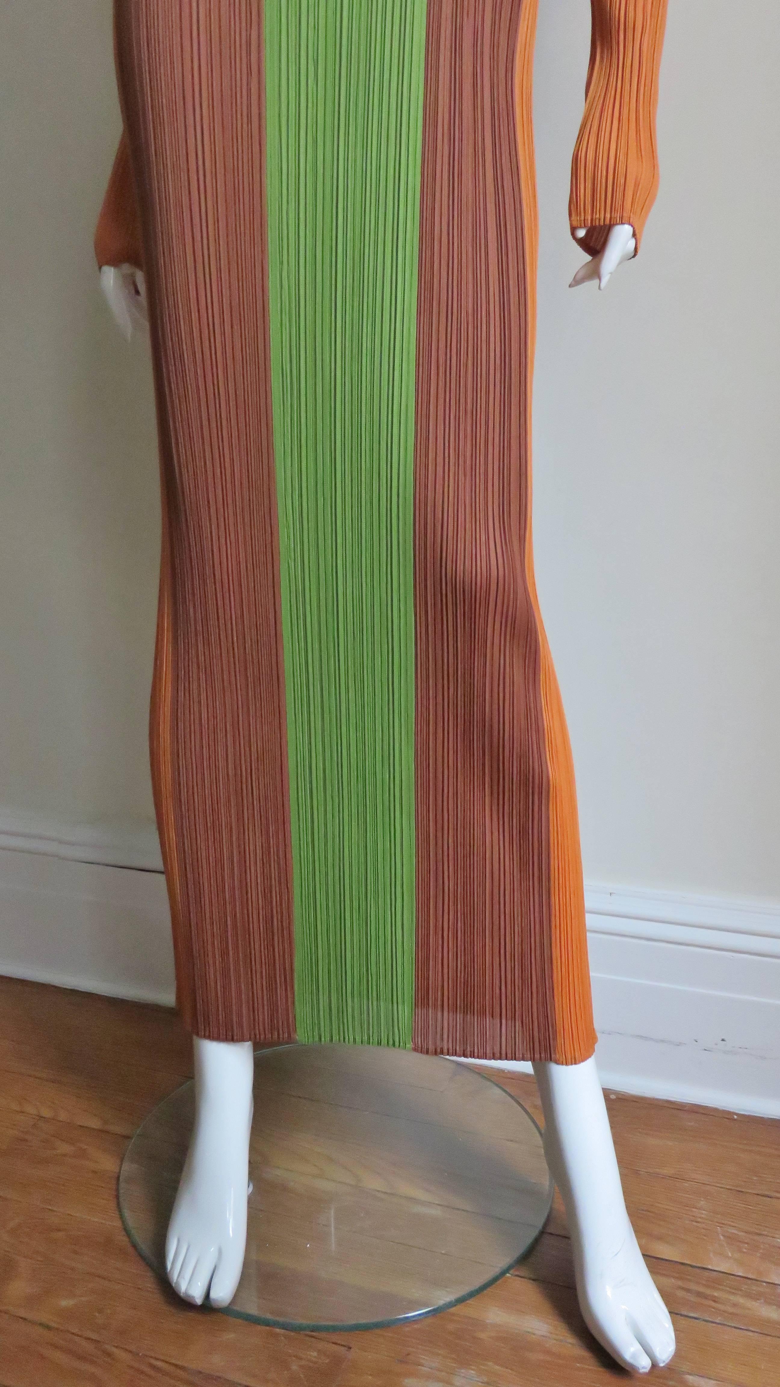 Brown Issey Miyake Color Block Maxi Dress 1990s For Sale