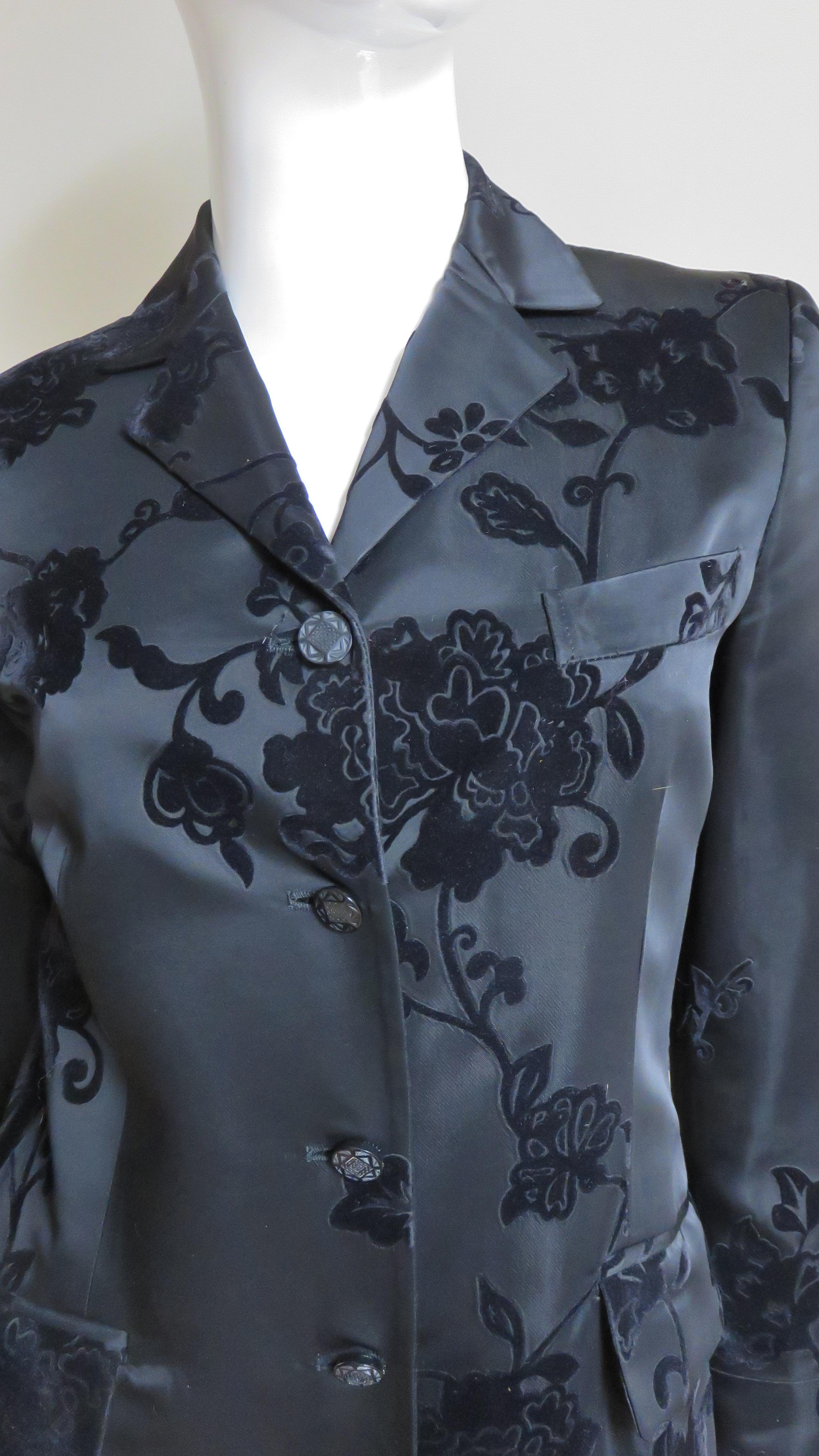 Alberta Ferretti New Flower Flocked Silk Jacket In Excellent Condition In Water Mill, NY