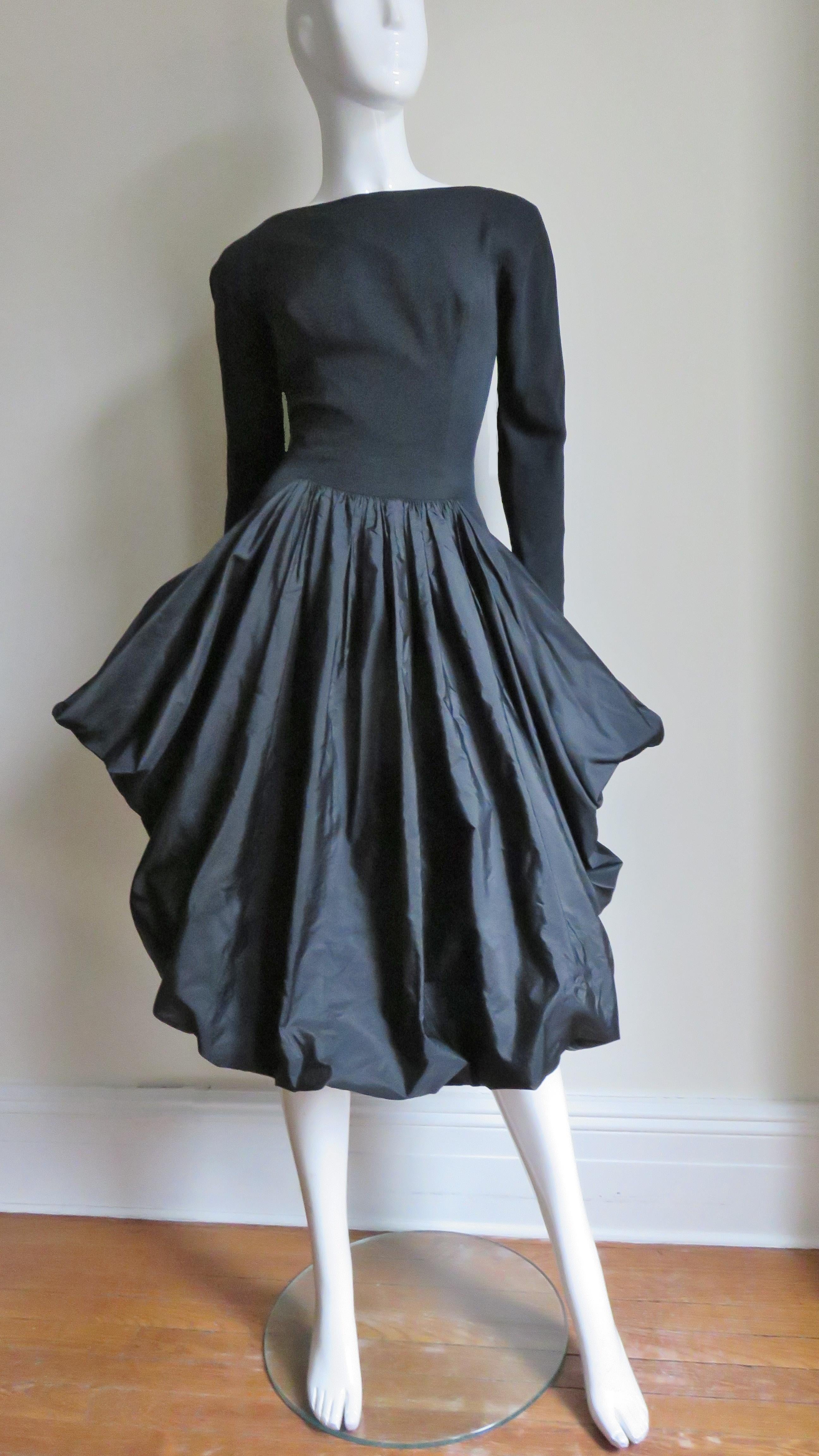 Marberl 1950s Silk Skirt Draped Dress en vente 6
