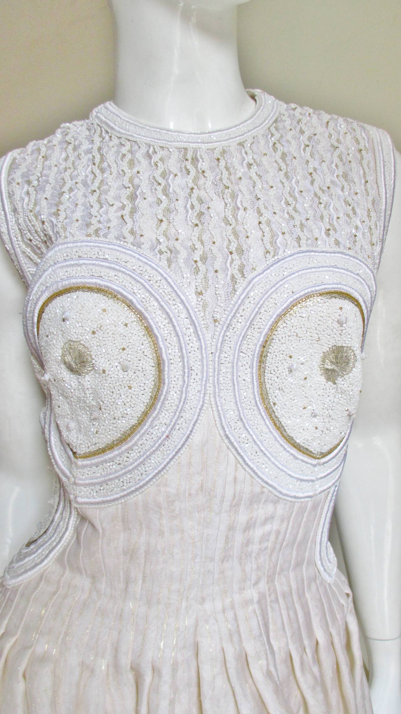 Gray Geoffrey Beene ' Work Of Art ' Beaded Dress