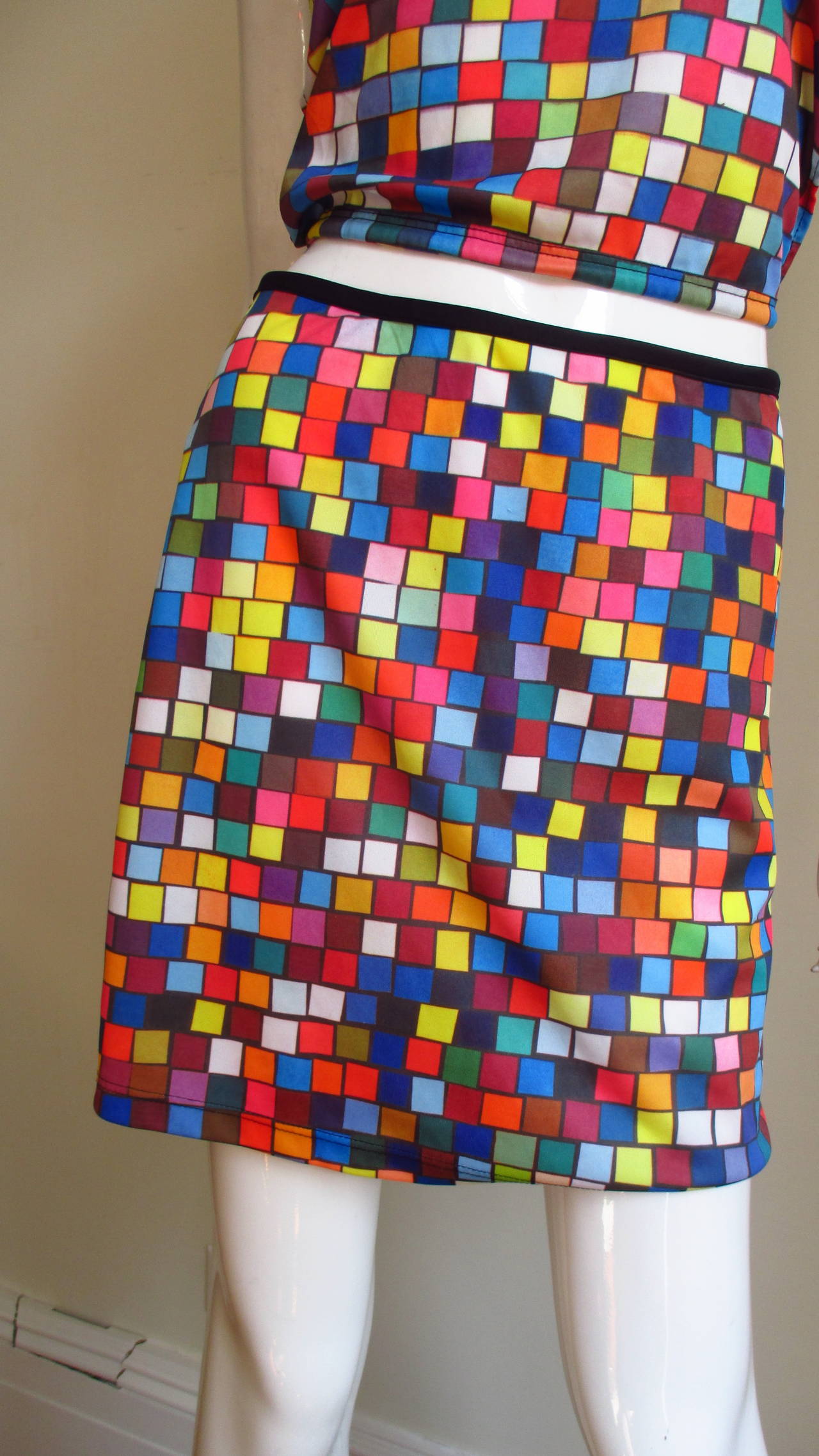 Todd Oldham Colorful Midriff Top & Skirt In New Condition In Water Mill, NY