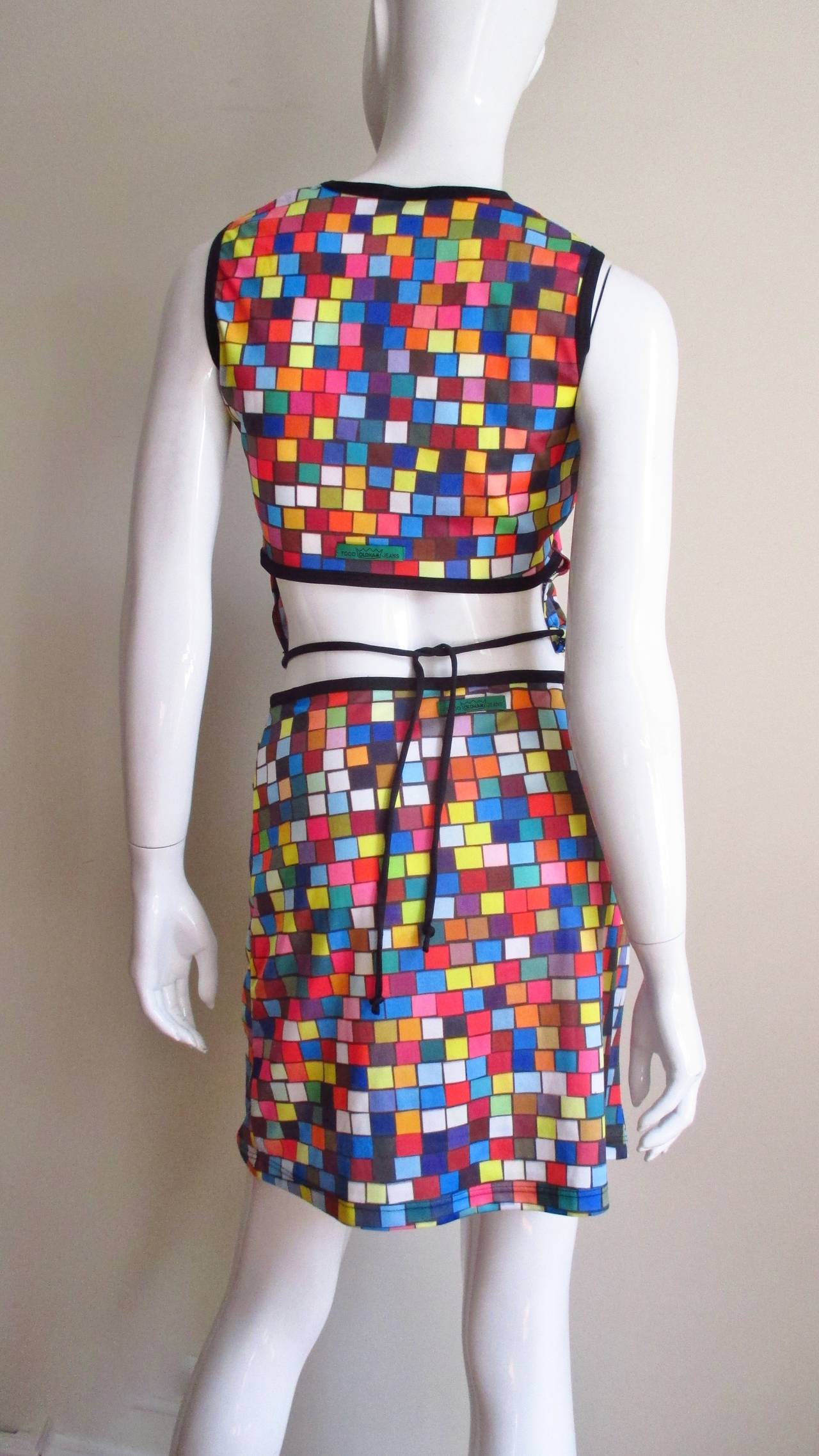 Todd Oldham Colorful Midriff Top & Skirt 1