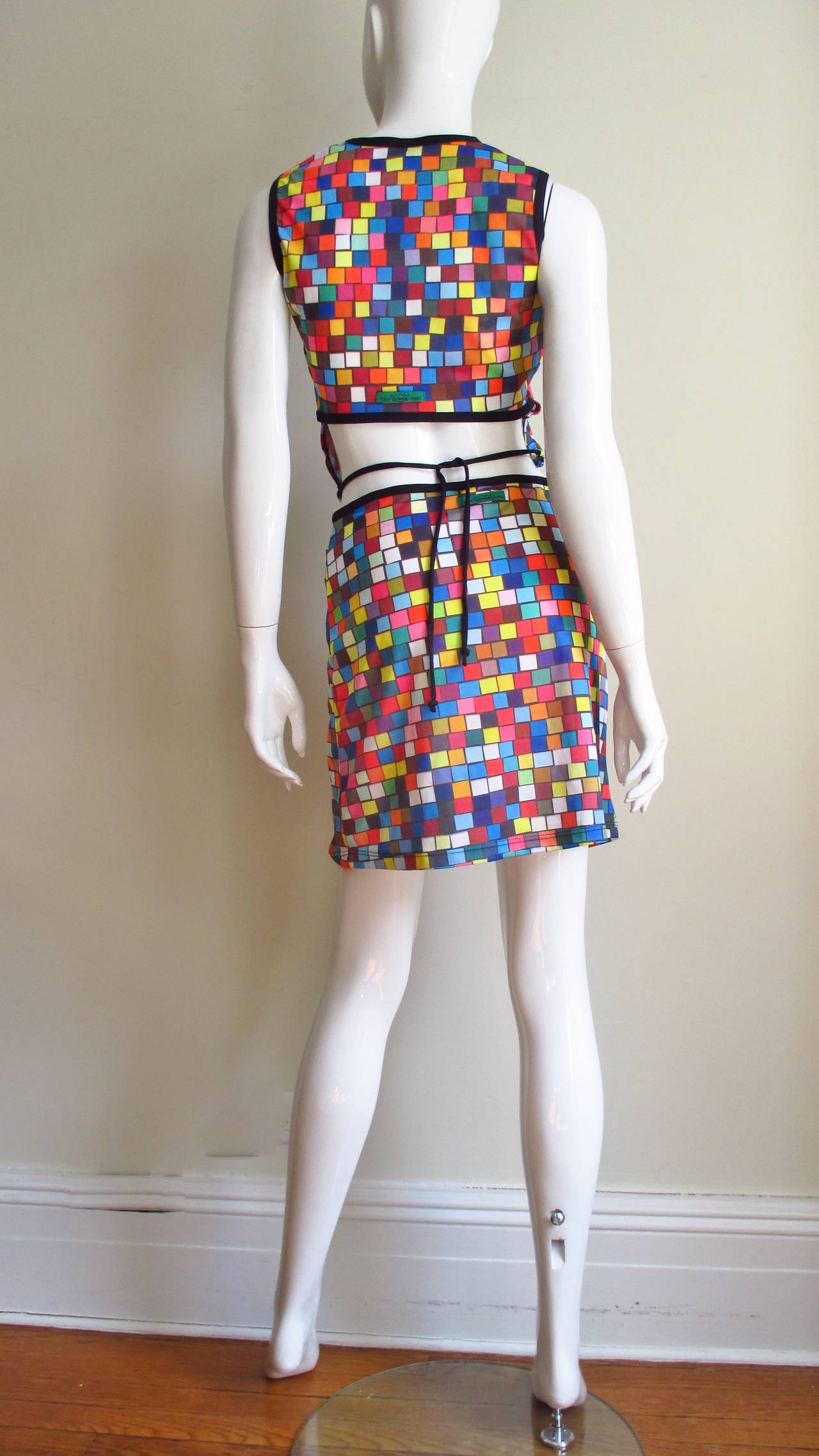Todd Oldham Colorful Midriff Top & Skirt 4