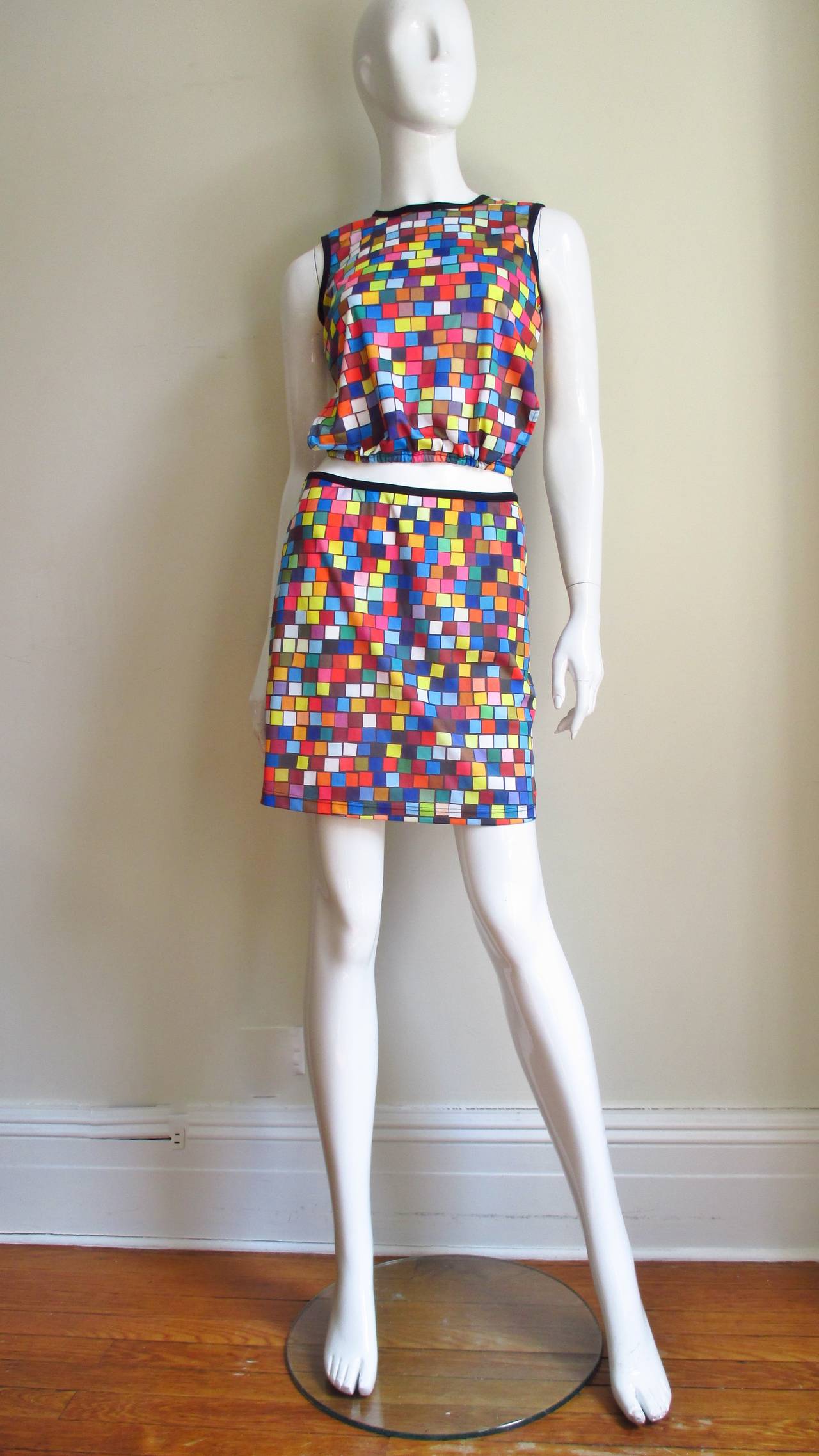 Women's Todd Oldham Colorful Midriff Top & Skirt