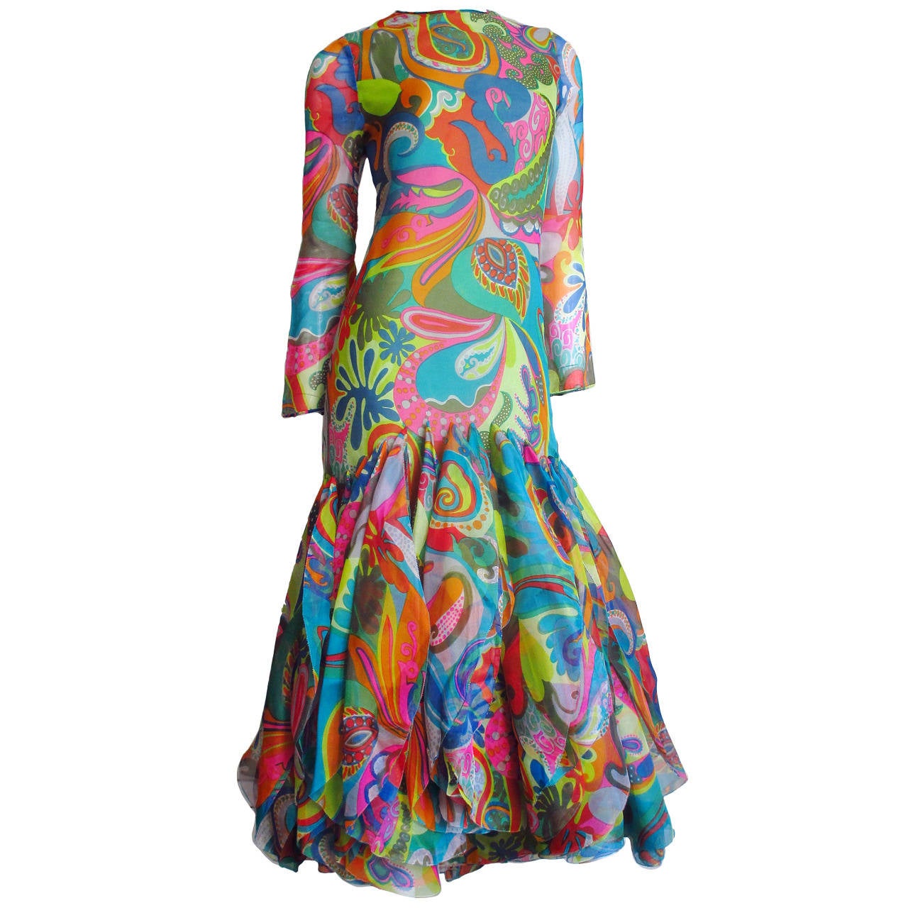 Incredible 1960s Pierre Cardin Psychedelic Orb Hem Dress