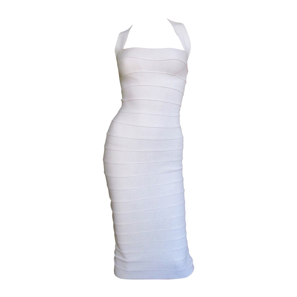 Herve Leger Ultimate White Bodycon Dress