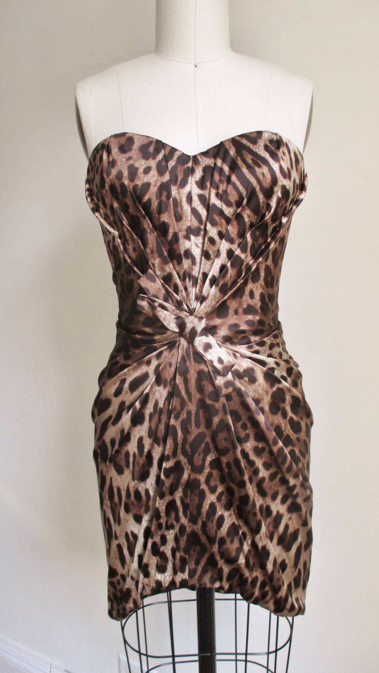 Dolce and Gabbana Silk Leopard Corset Dress For Sale at 1stdibs