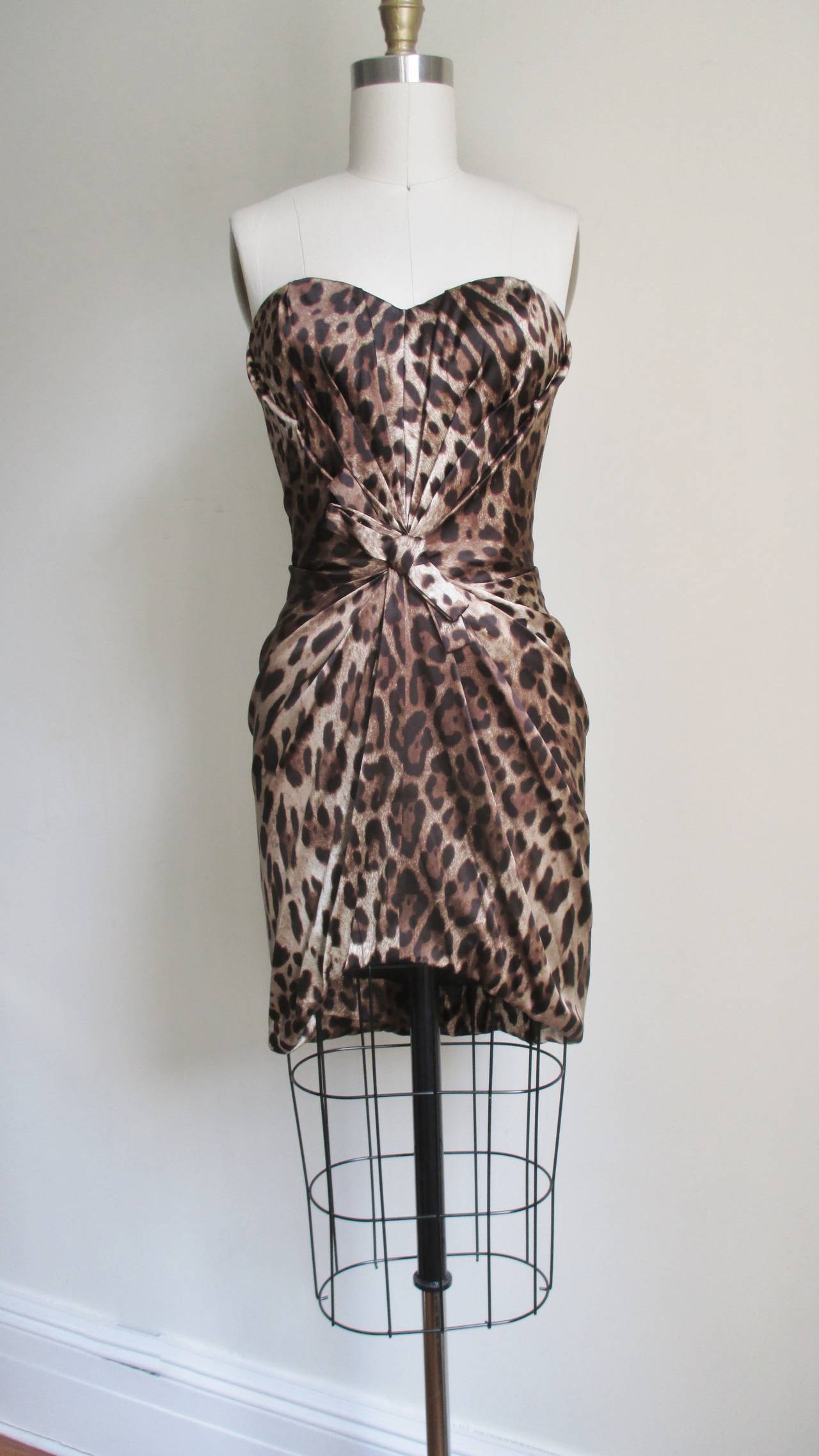 Dolce and Gabbana Silk Leopard Corset Dress For Sale at 1stdibs