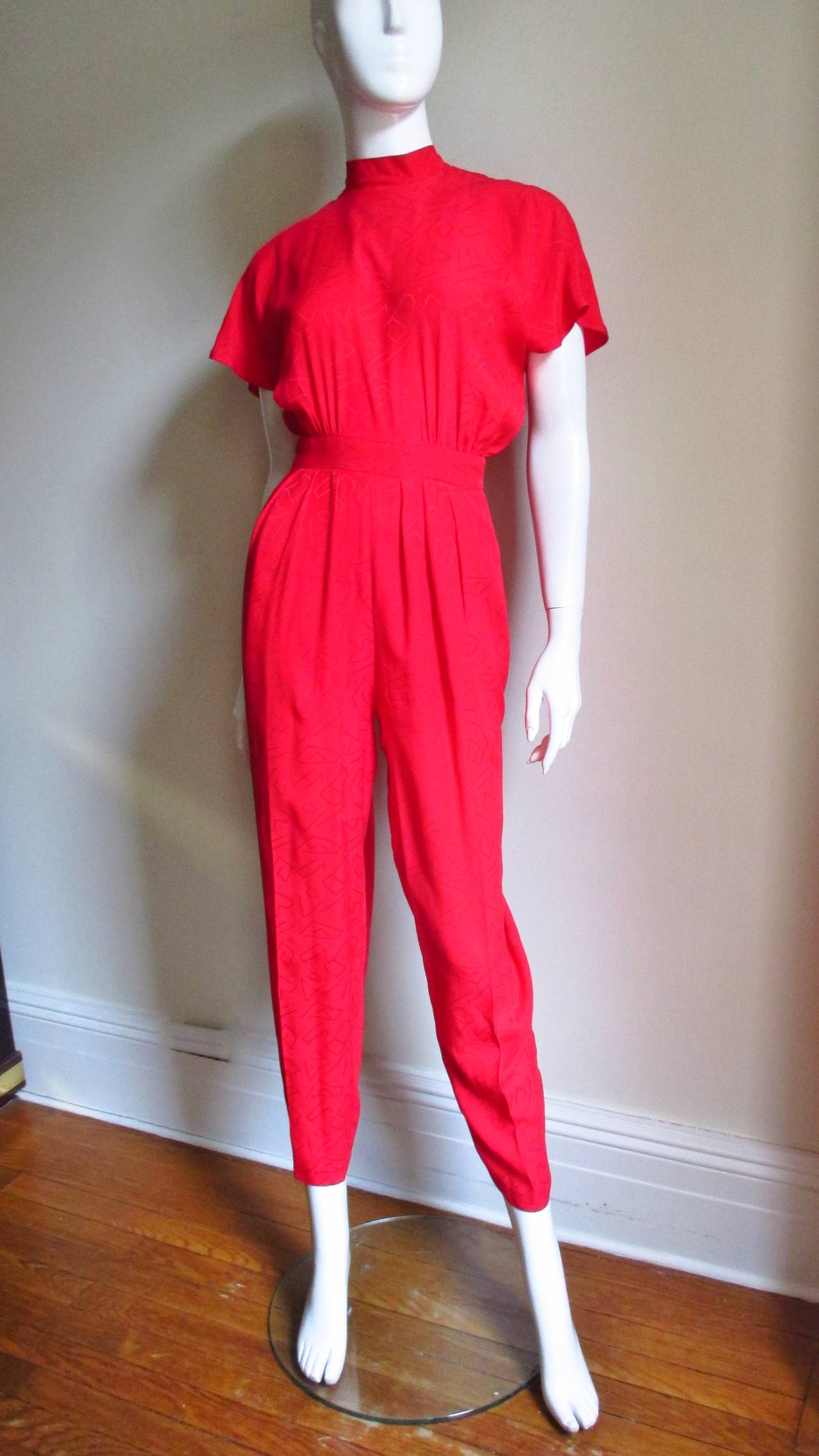 Women's Vintage Gianni Versace Ruffle Cutout Back Jumpsuit