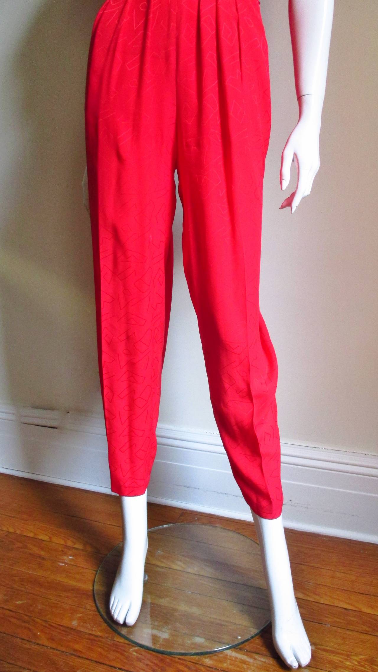 Vintage Gianni Versace Ruffle Cutout Back Jumpsuit In Excellent Condition In Water Mill, NY