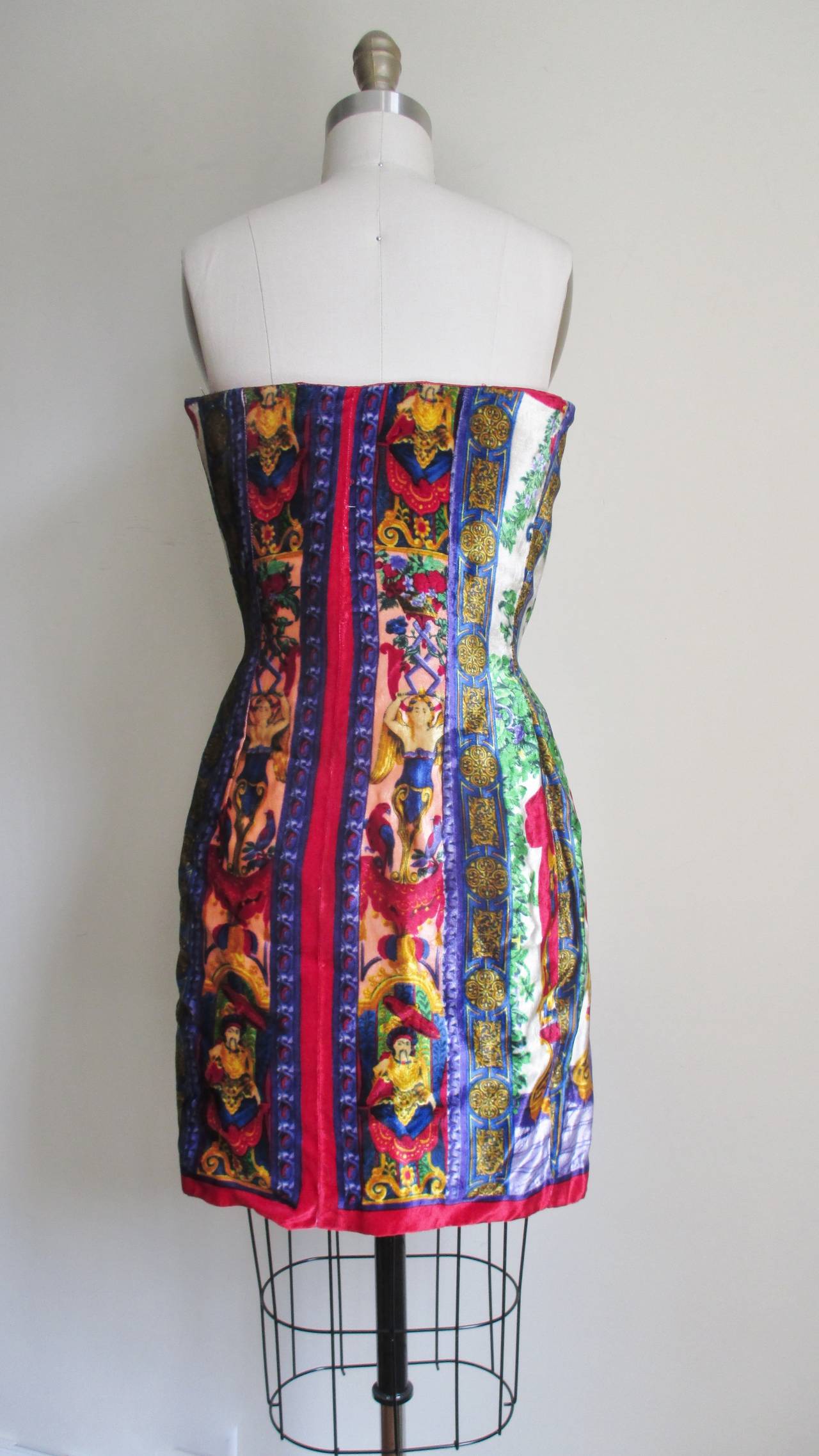 Early Gianni Versace Baroque Silk Bustier Dress 1