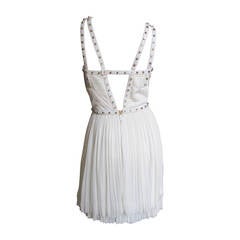 Versace Dress W Leather Straps, Silk & Studs 11