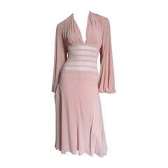 Jean Paul Gaultier Silk Sheer Waist Plunge Dress