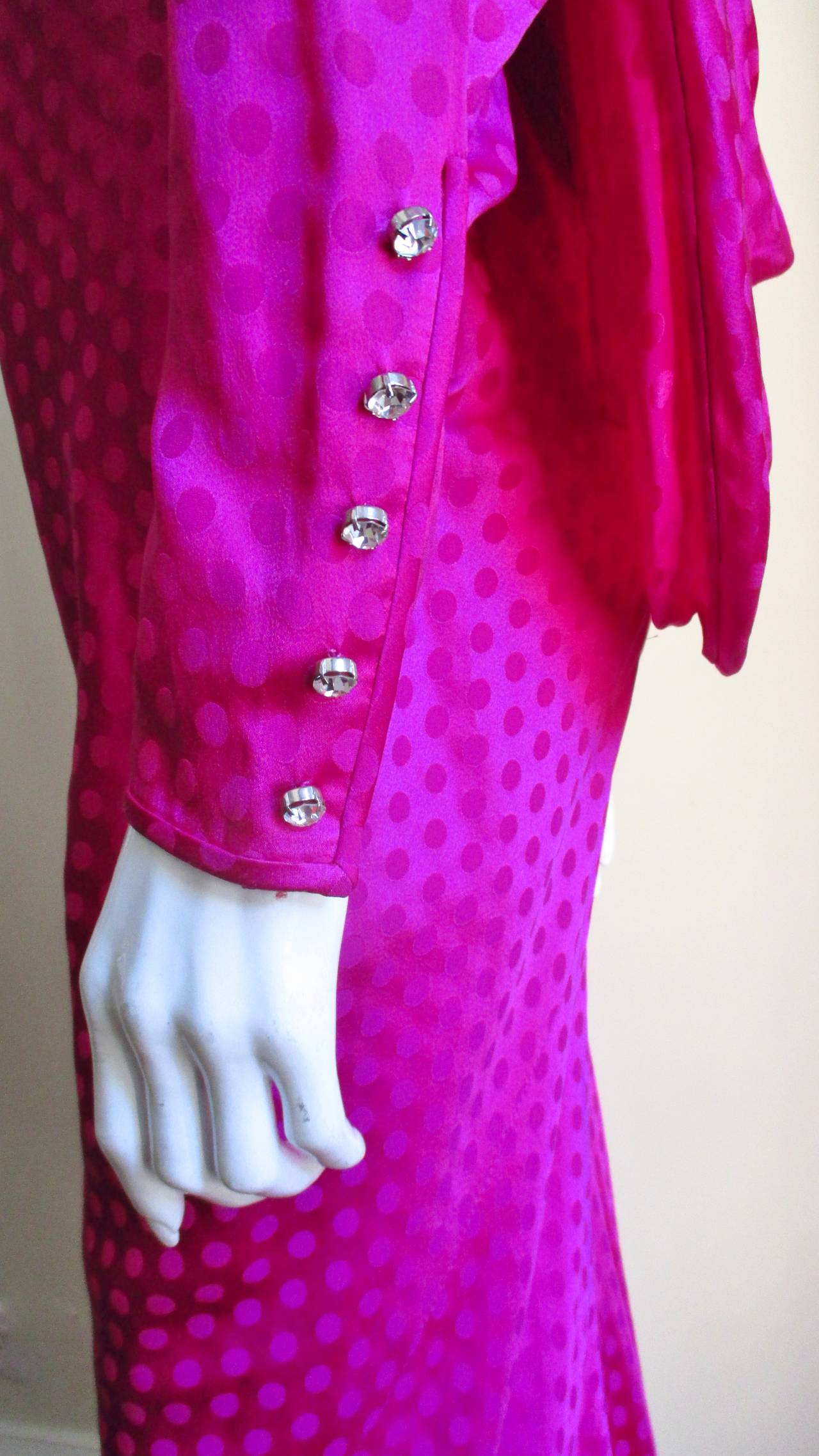 Ungaro 1980's Silk Draped Back Fishtail Gown 3