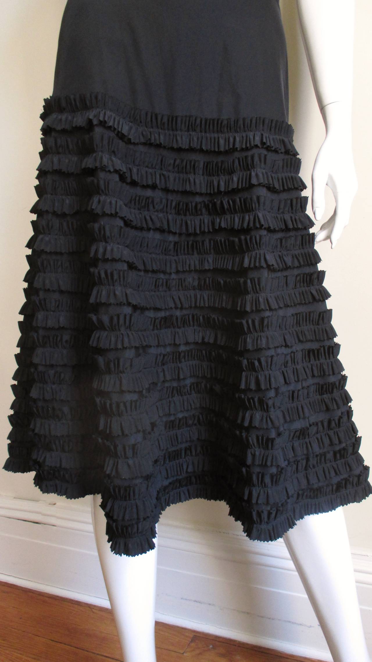 Black Alexander McQueen Slip Dress with Applique Skirt 1990s For Sale