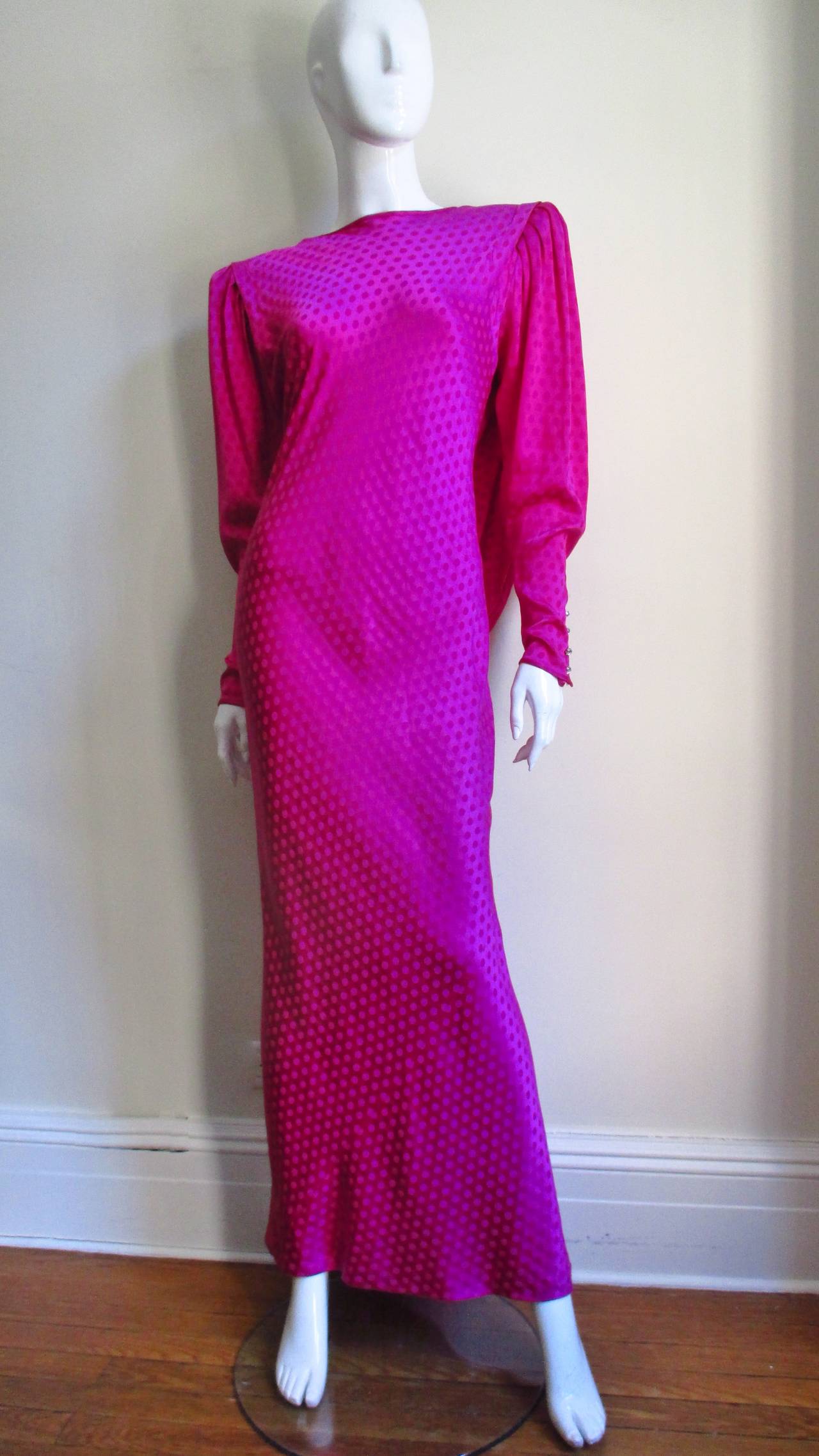 Ungaro 1980's Silk Draped Back Fishtail Gown 4