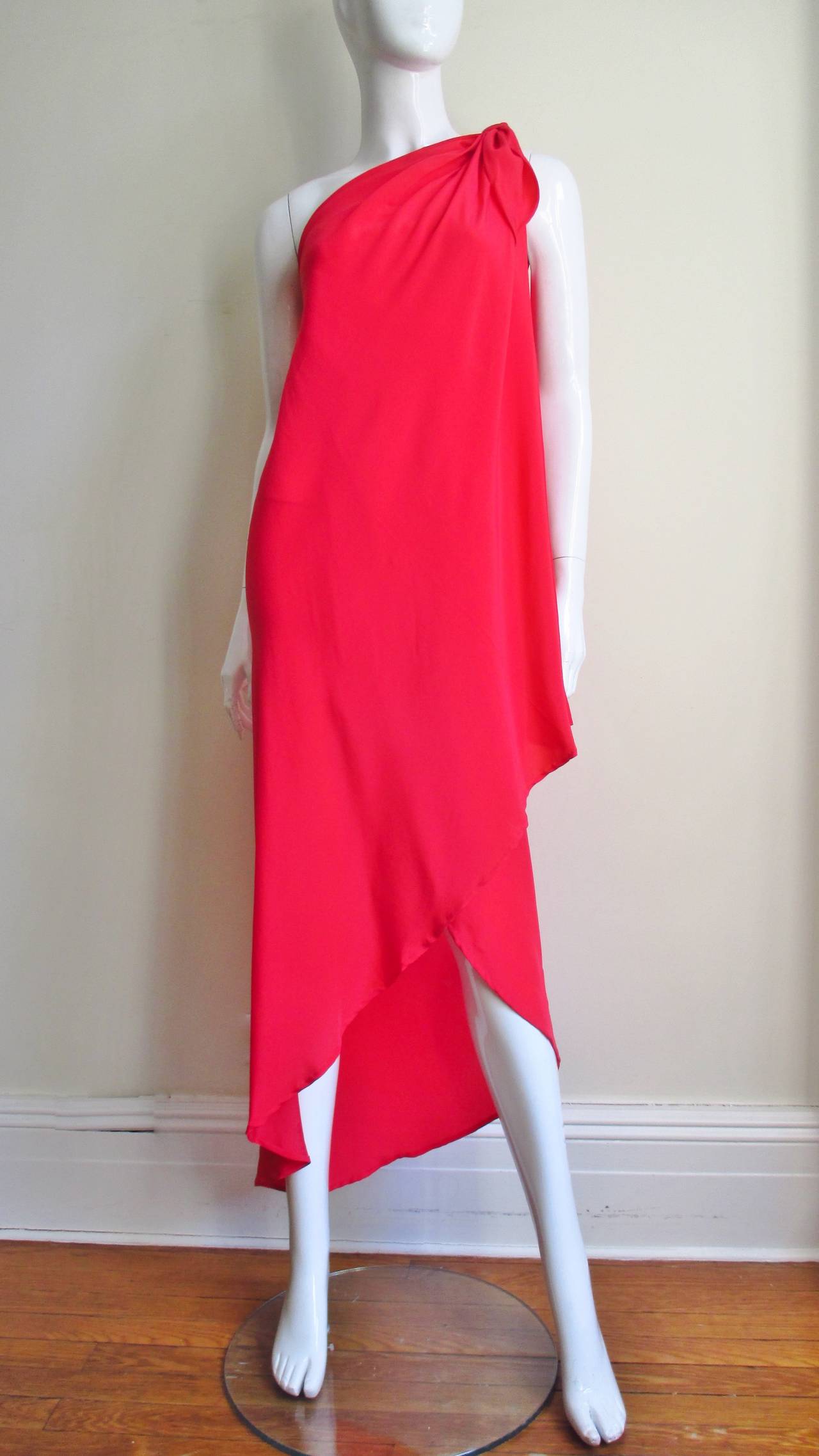 Fabulous Vintage Halston One Shoulder Wrap Dress 3