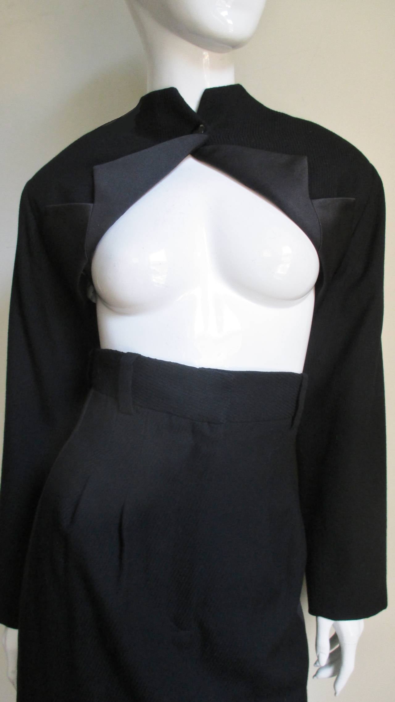 Black 1990's Byron Lars Upside Down Tuxedo Jacket & Skirt