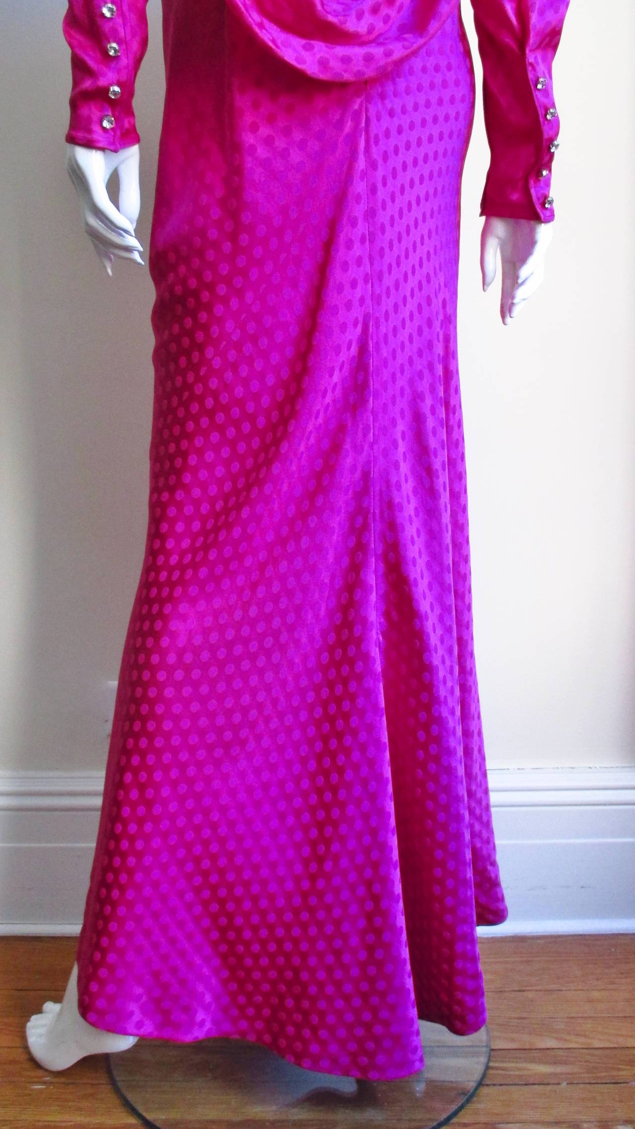 Women's Ungaro 1980's Silk Draped Back Fishtail Gown