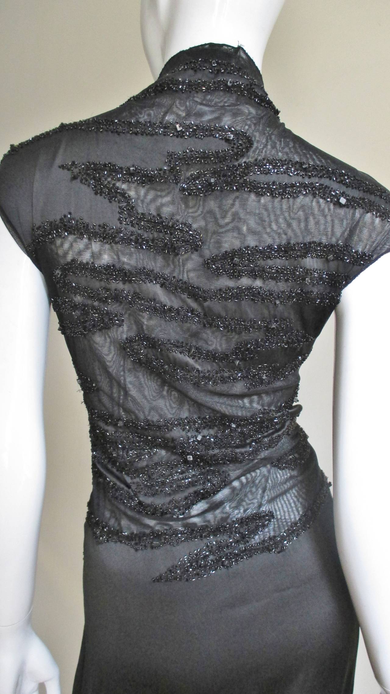 1990s Krizia Exquisite Beaded & Net Silk Dress 3
