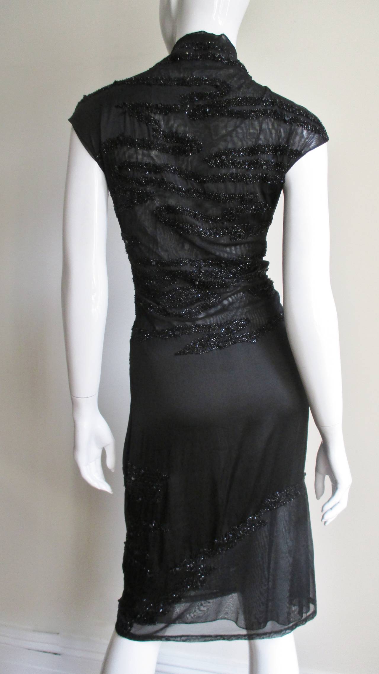 1990s Krizia Exquisite Beaded & Net Silk Dress 2