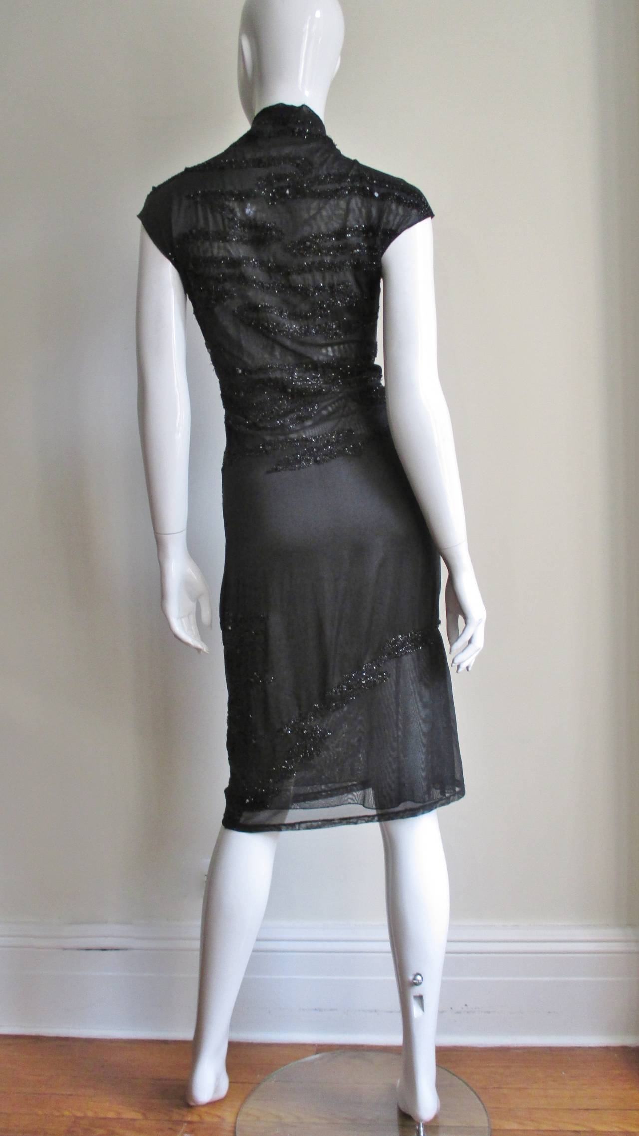 1990s Krizia Exquisite Beaded & Net Silk Dress 4