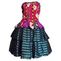 Vintage Fabrice Couture Embroidered Silk Dress 4