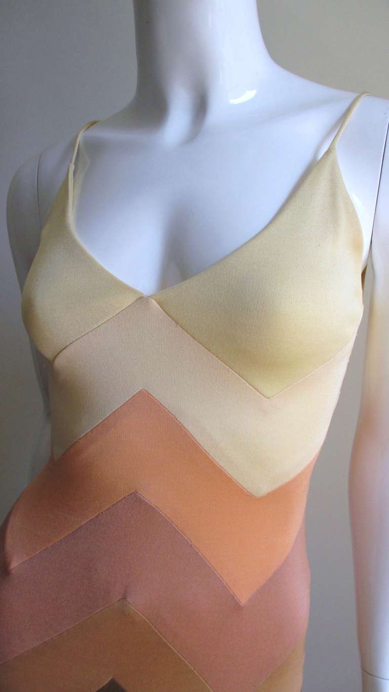 1970's Stephen Burrows Chevron Jersey Dress In Excellent Condition In Water Mill, NY