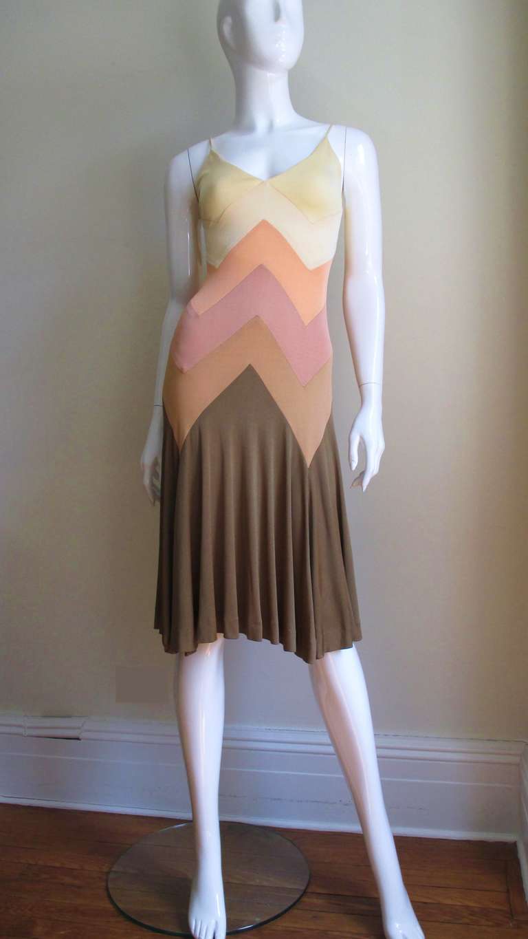 1970's Stephen Burrows Chevron Jersey Dress 1