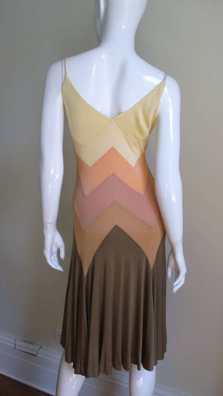 1970's Stephen Burrows Chevron Jersey Dress 2