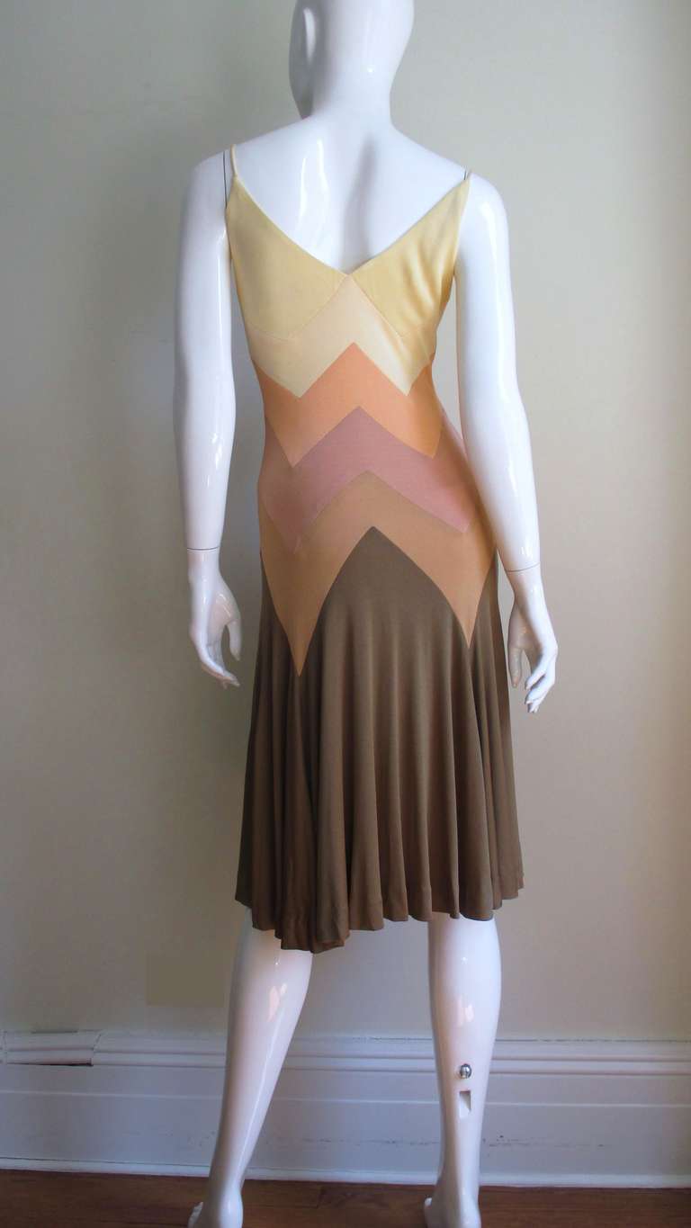 1970's Stephen Burrows Chevron Jersey Dress 5