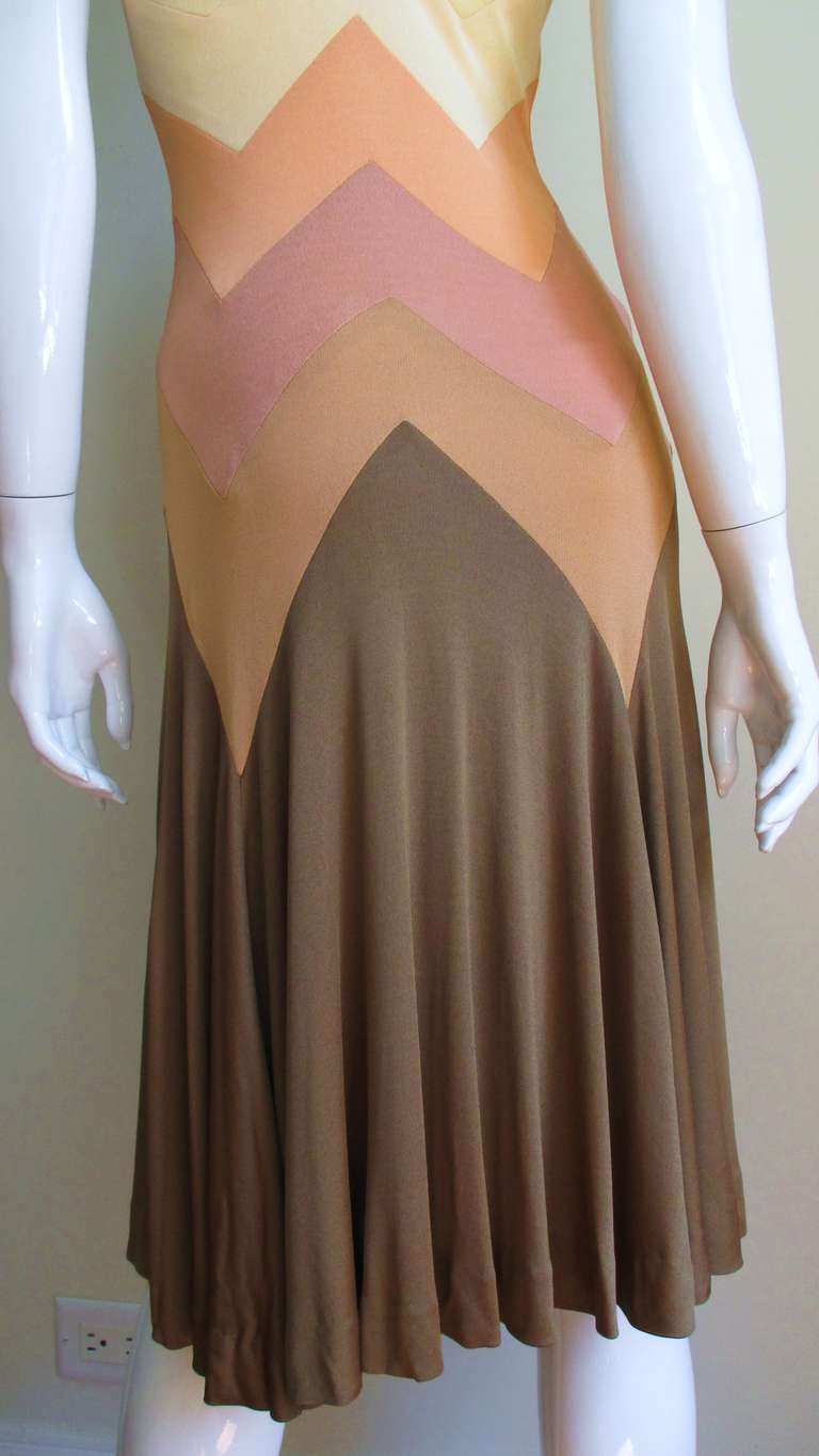 1970's Stephen Burrows Chevron Jersey Dress 4