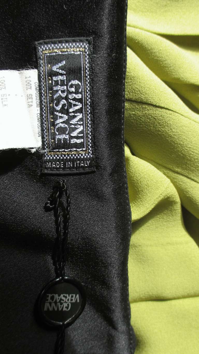 1990s Gianni Versace Color Block Bustier Dress with Lime Train 8
