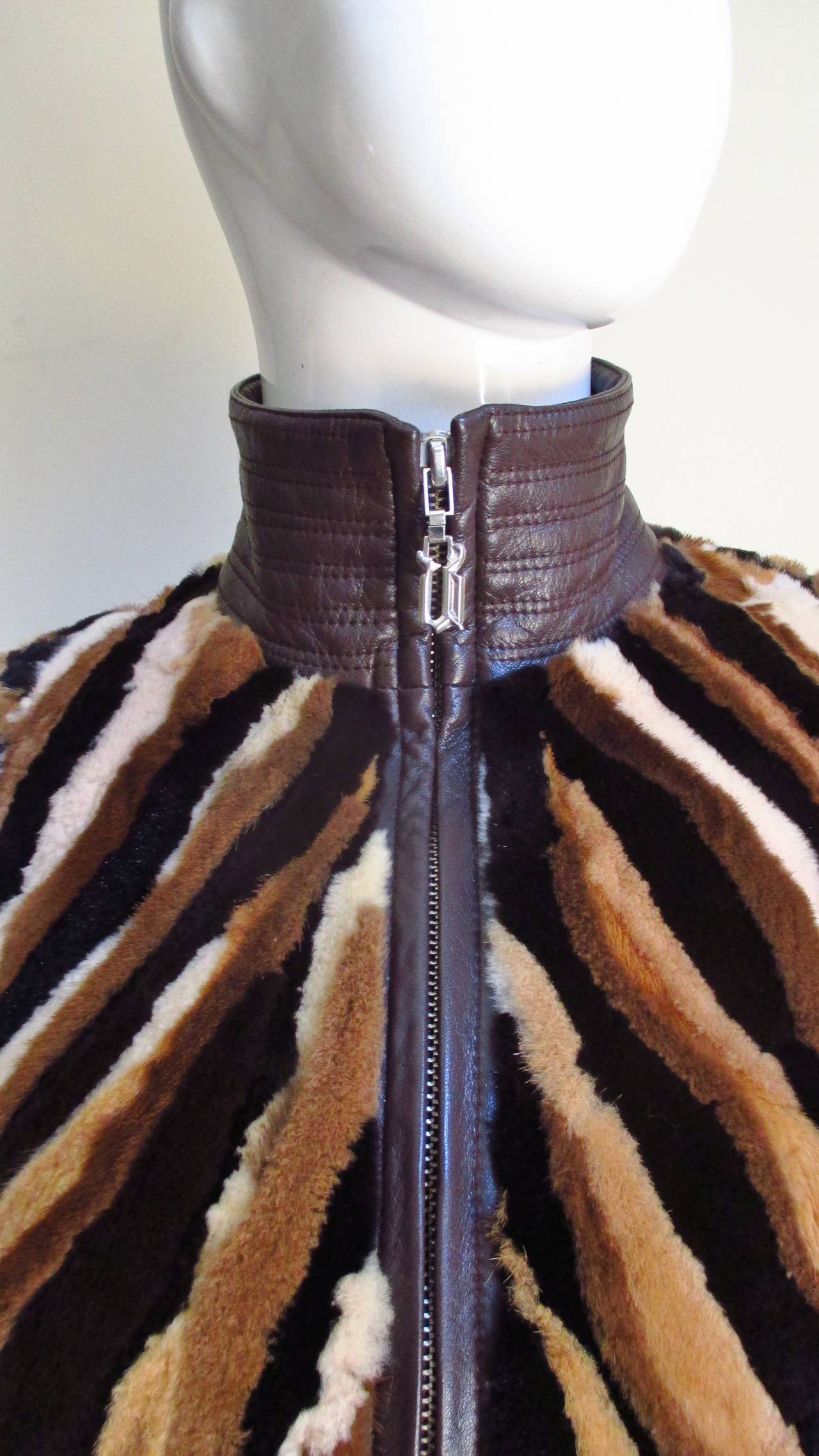 Women's Vintage Gianni Versace Couture Striped Mink Jacket